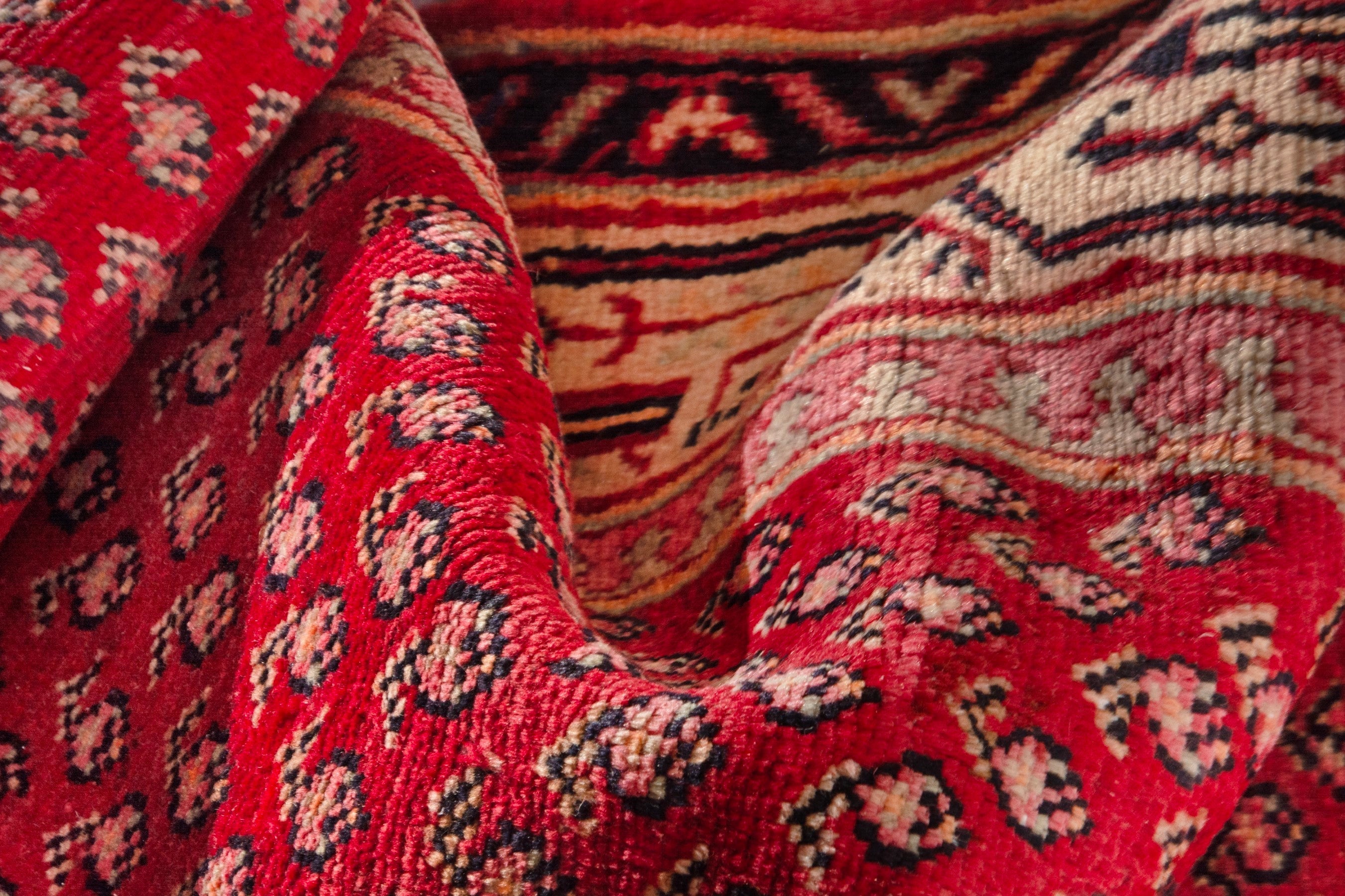 Persian Arak runner rug in deep red and antique gold, view 17 of 18