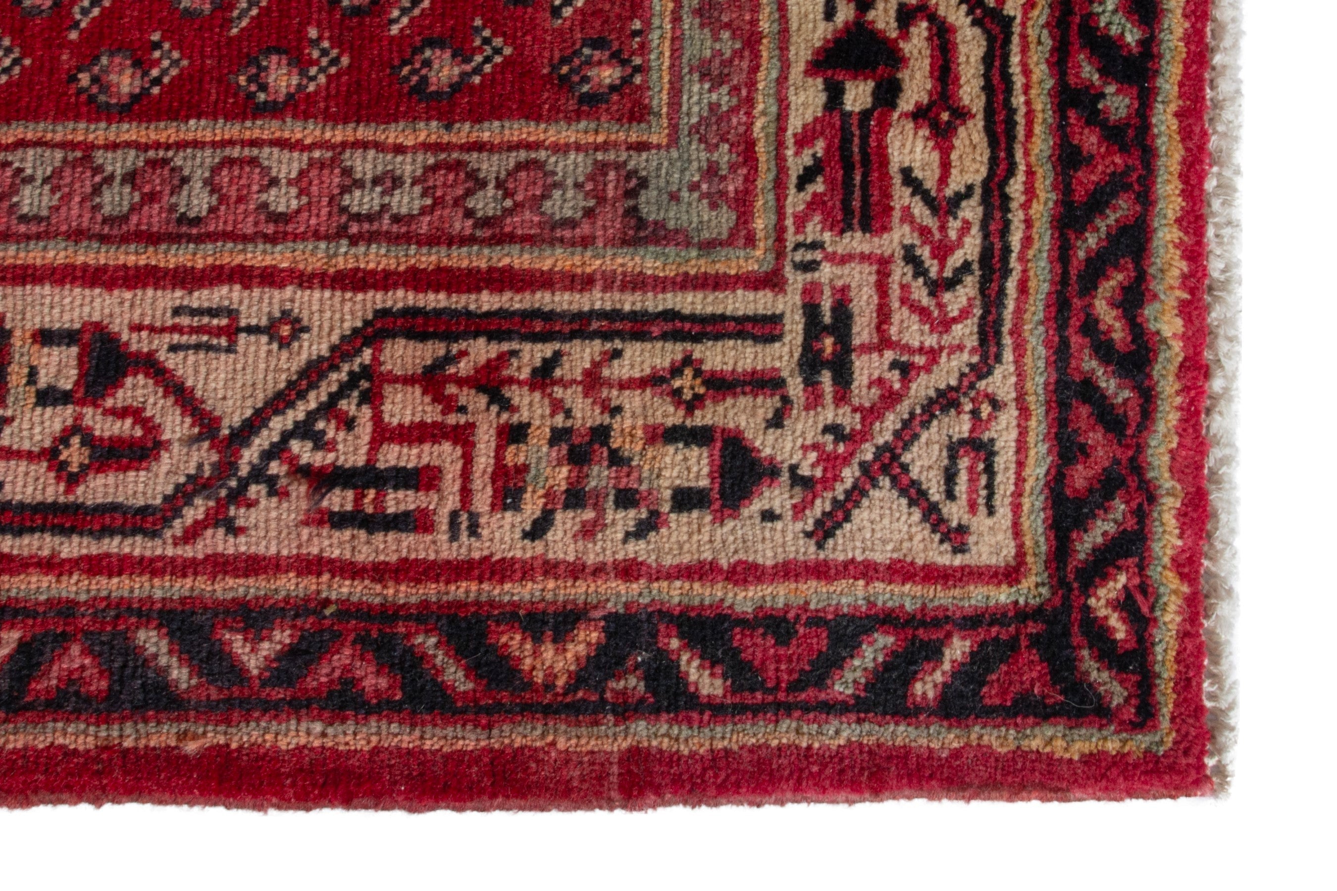 Persian Arak runner rug in deep red and antique gold, view 5 of 18