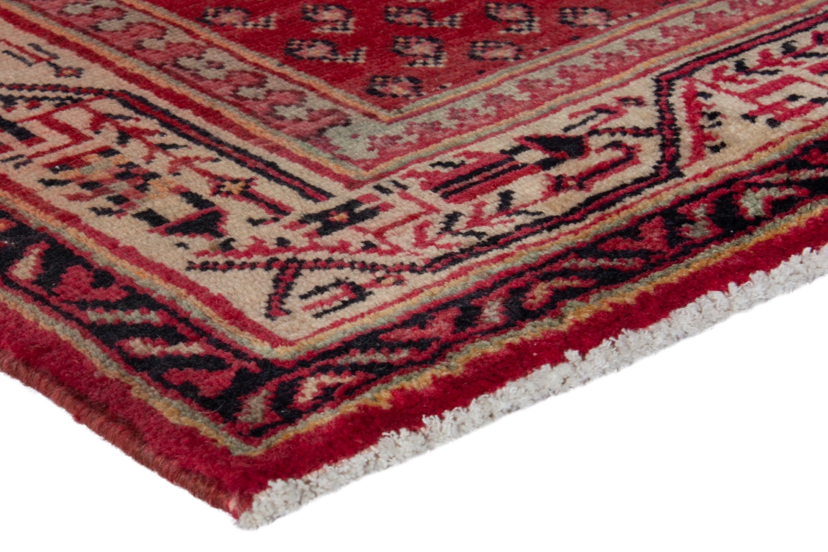 Persian Arak runner rug in deep red and antique gold, view 4 of 18