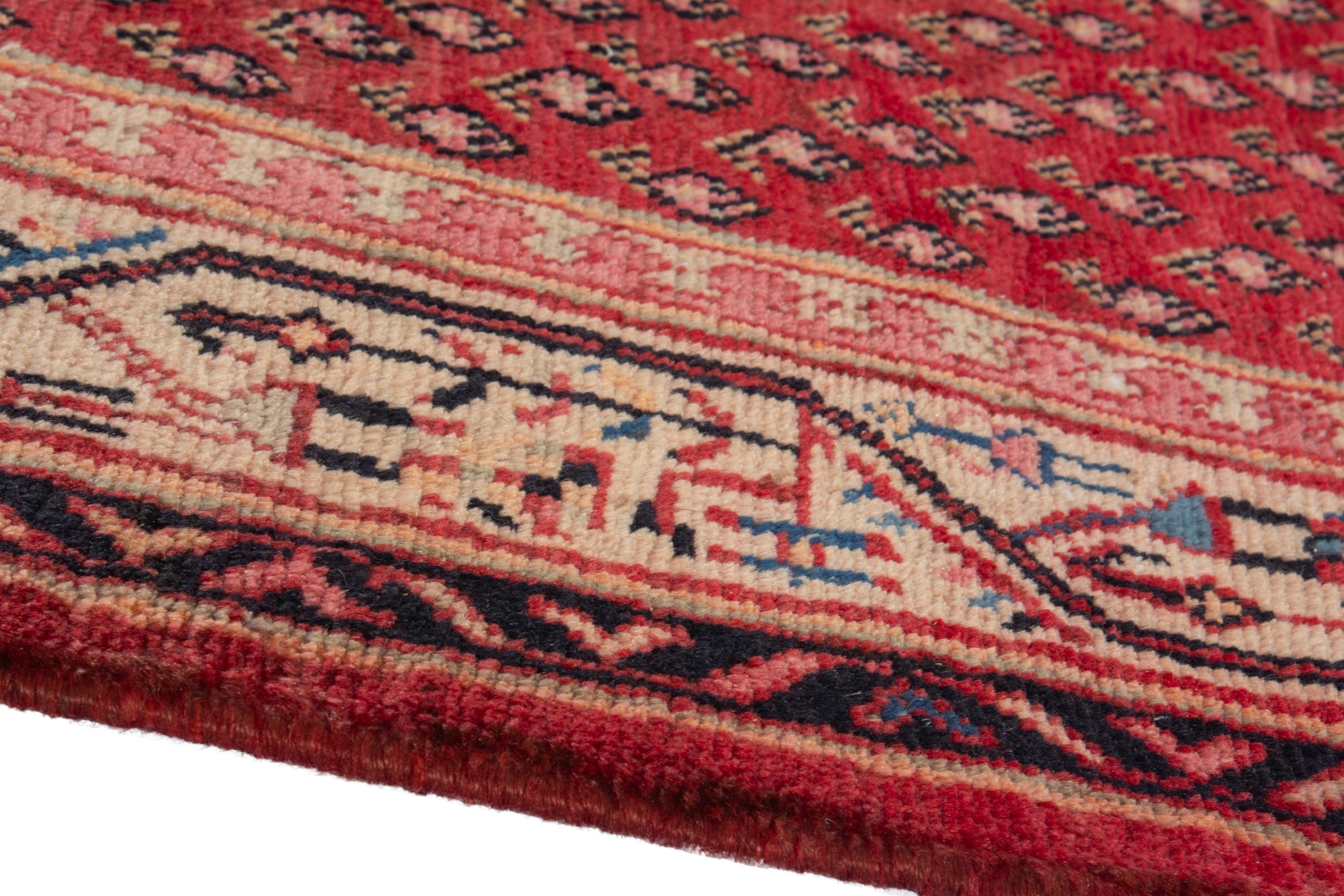 Persian Arak runner rug in deep red and antique gold, view 8 of 18