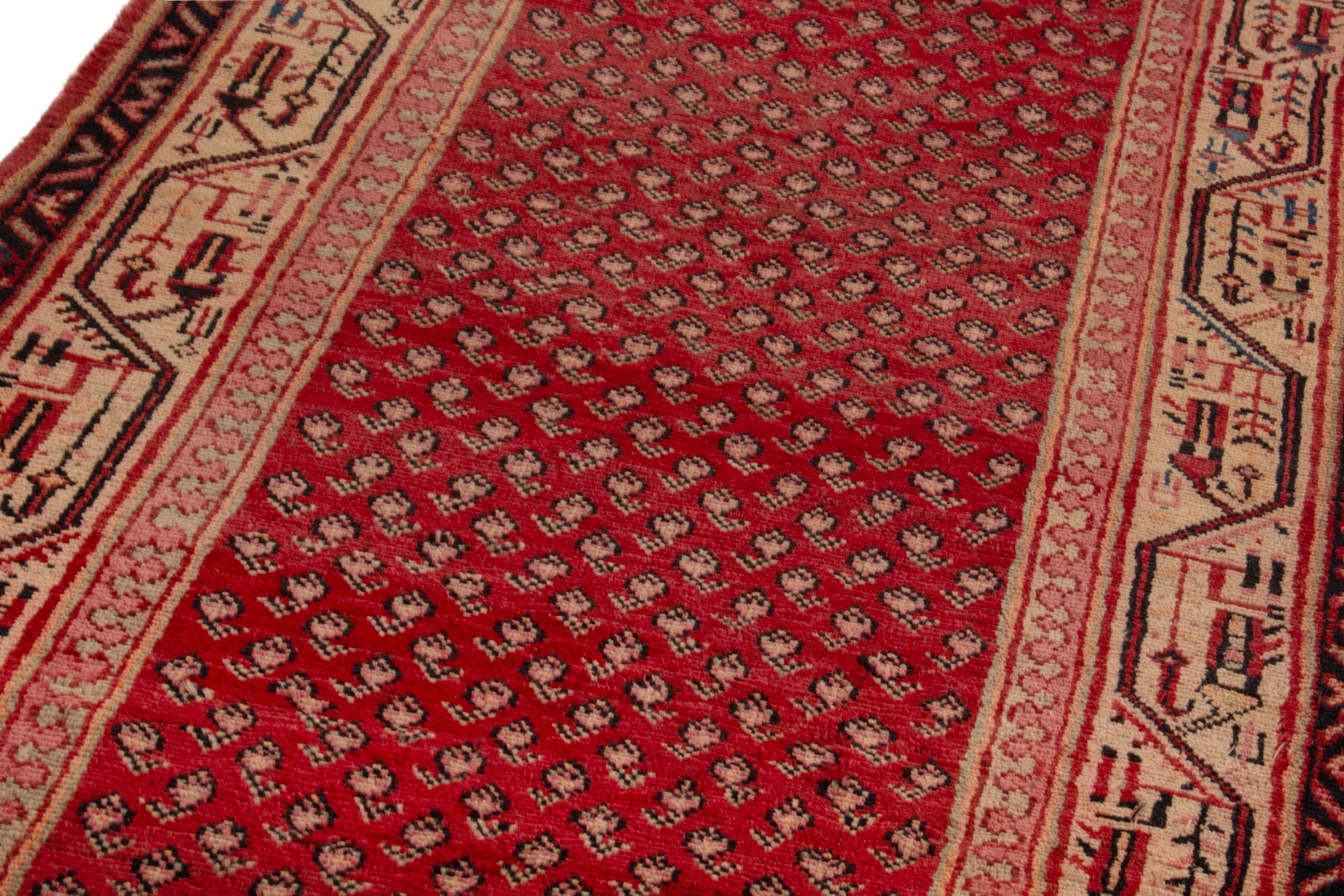 Persian Arak runner rug in deep red and antique gold, view 9 of 18