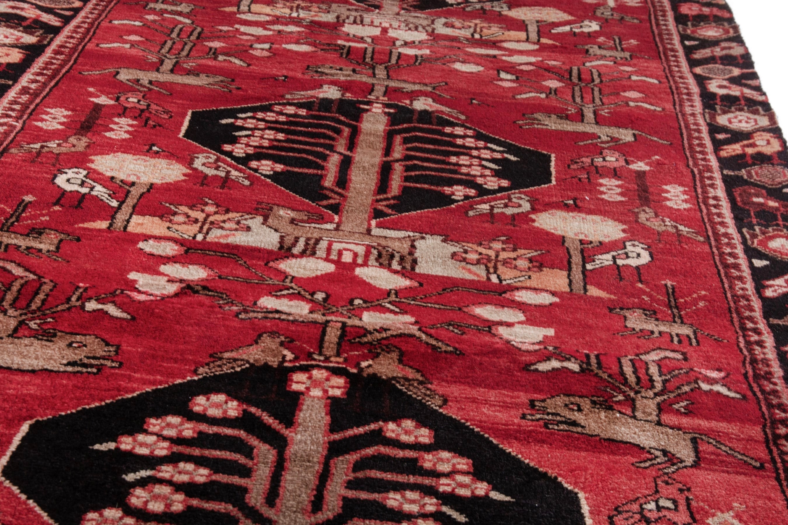 Persian Hamedan runner rug in deep red and navy, view 10 of 21