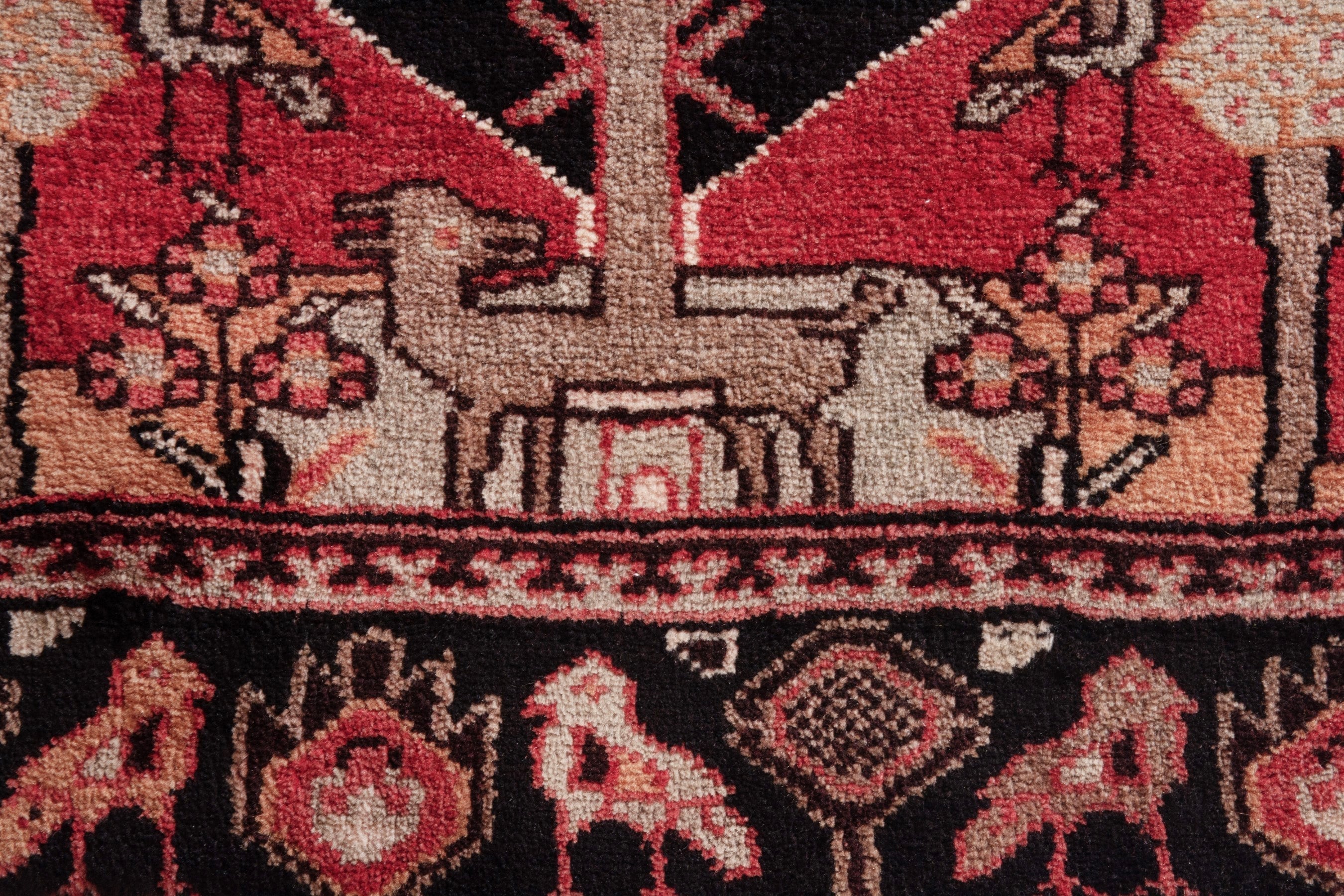 Persian Hamedan runner rug in deep red and navy, view 11 of 21