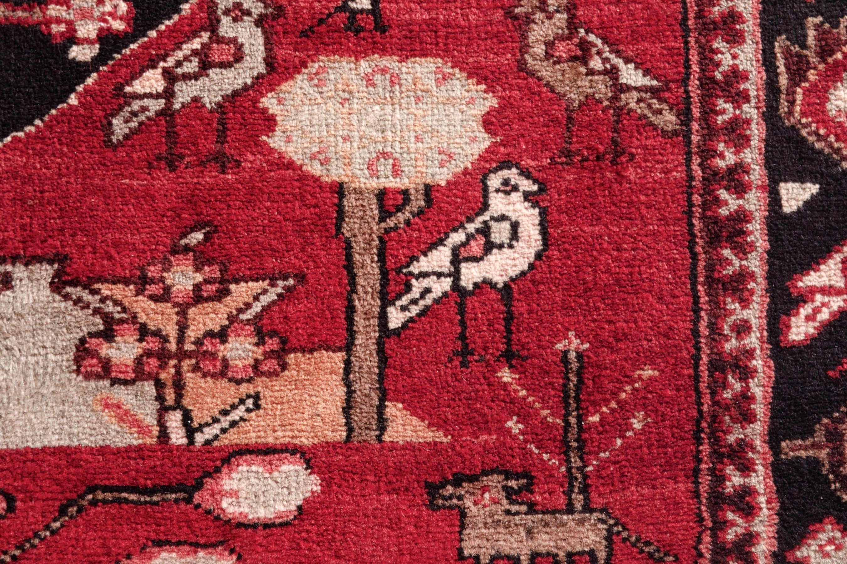 Persian Hamedan runner rug in deep red and navy, view 12 of 21