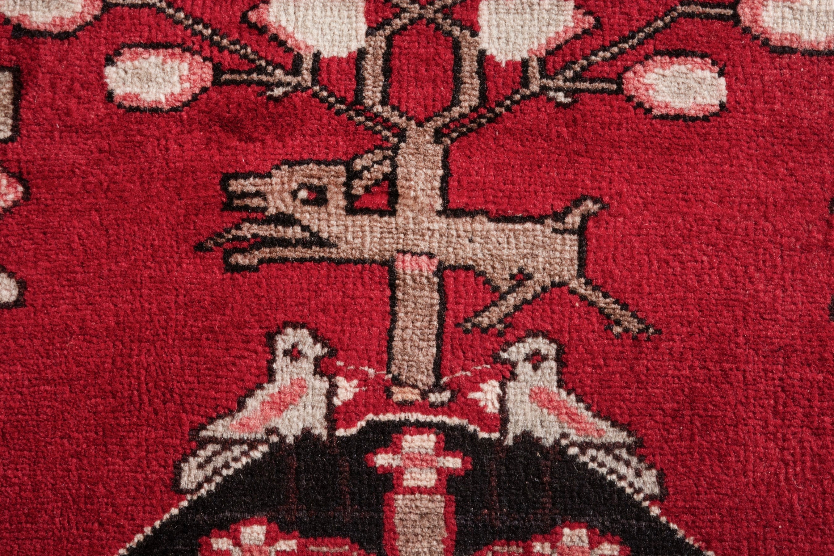 Persian Hamedan runner rug in deep red and navy, view 15 of 21