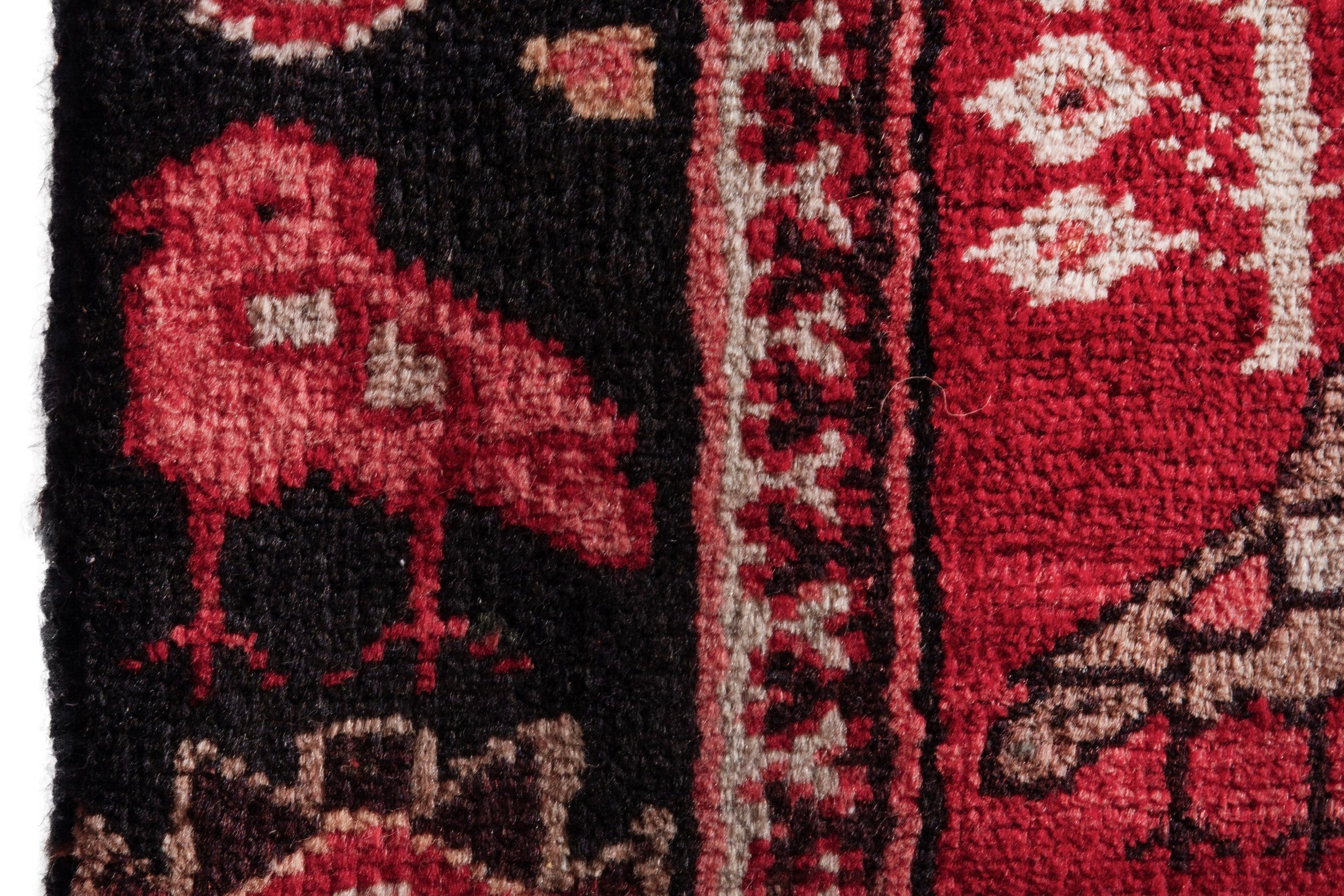 Persian Hamedan runner rug in deep red and navy, view 16 of 21