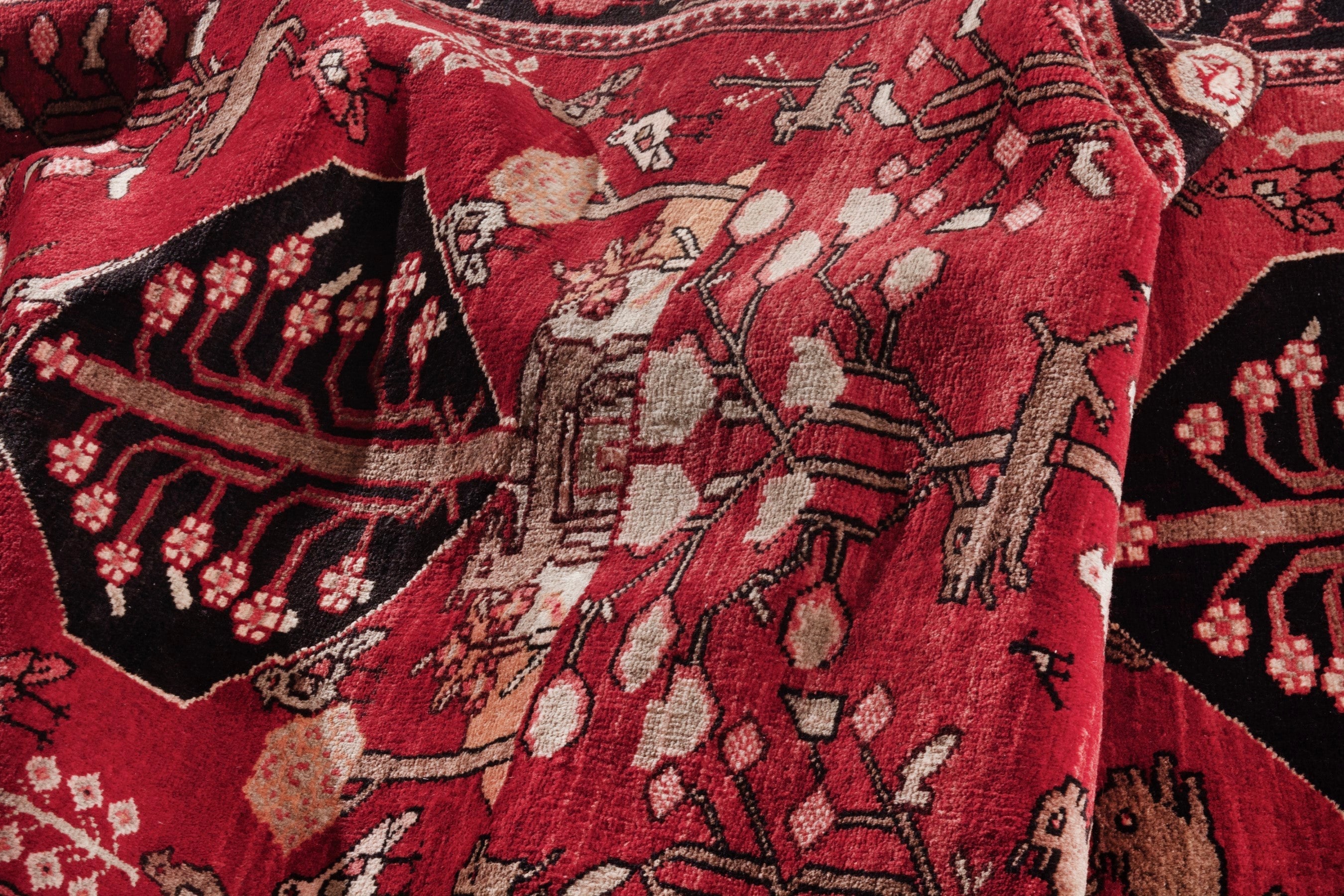 Persian Hamedan runner rug in deep red and navy, view 17 of 21