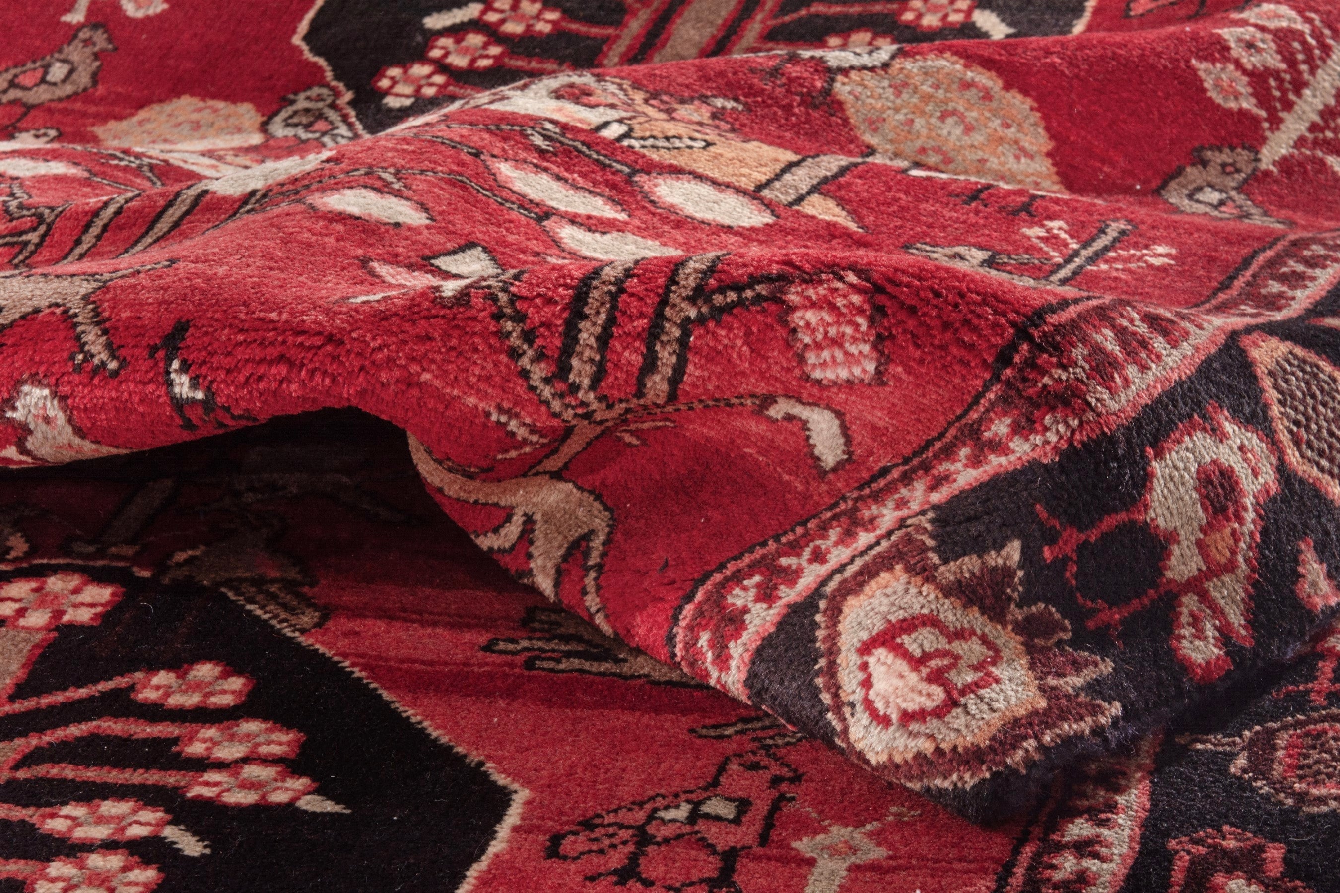 Persian Hamedan runner rug in deep red and navy, view 18 of 21