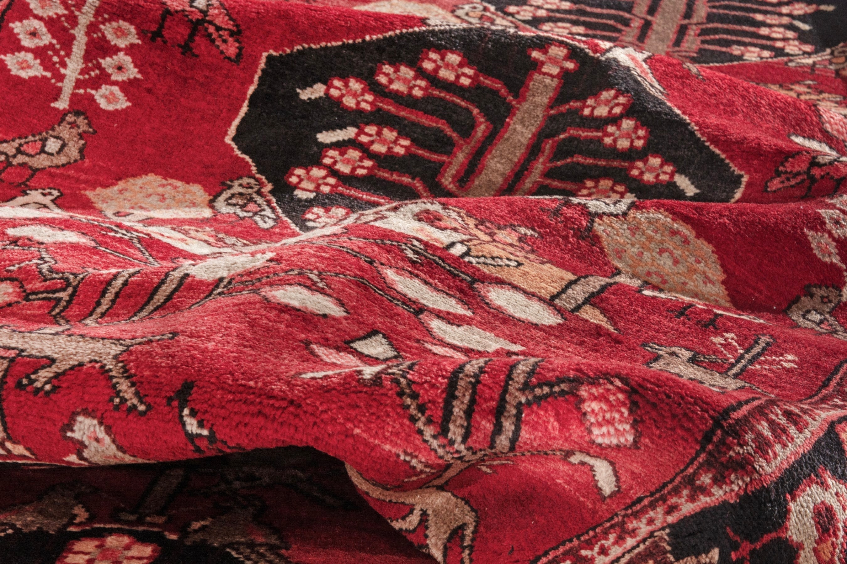 Persian Hamedan runner rug in deep red and navy, view 19 of 21