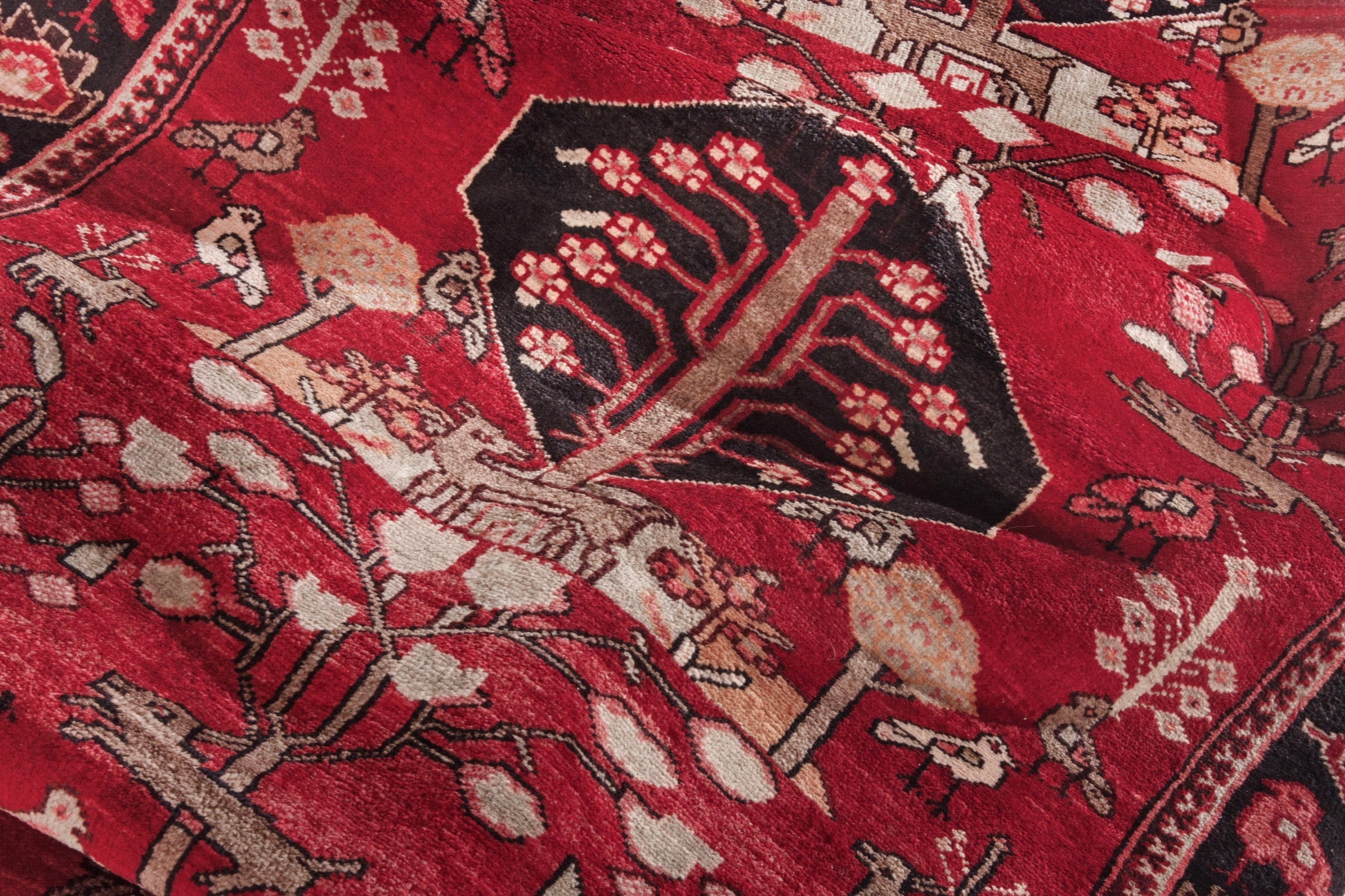 Persian Hamedan runner rug in deep red and navy, view 20 of 21