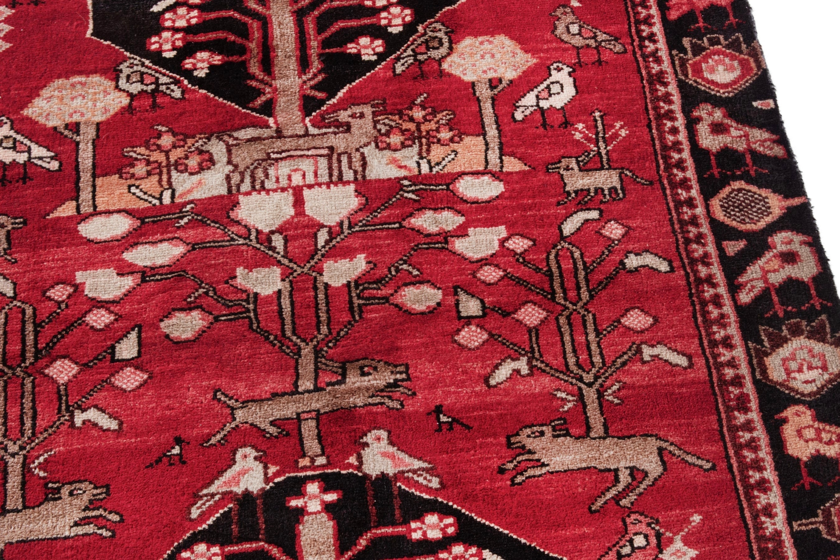 Persian Hamedan runner rug in deep red and navy, view 8 of 21