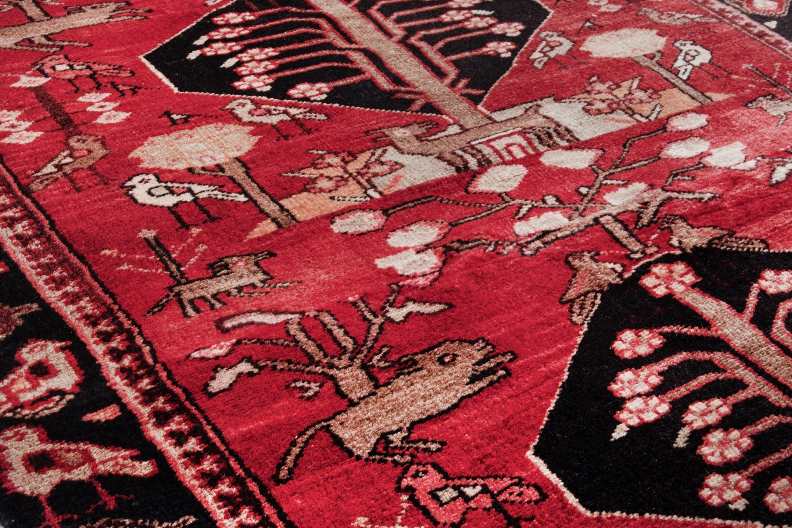 Persian Hamedan runner rug in deep red and navy, view 6 of 21