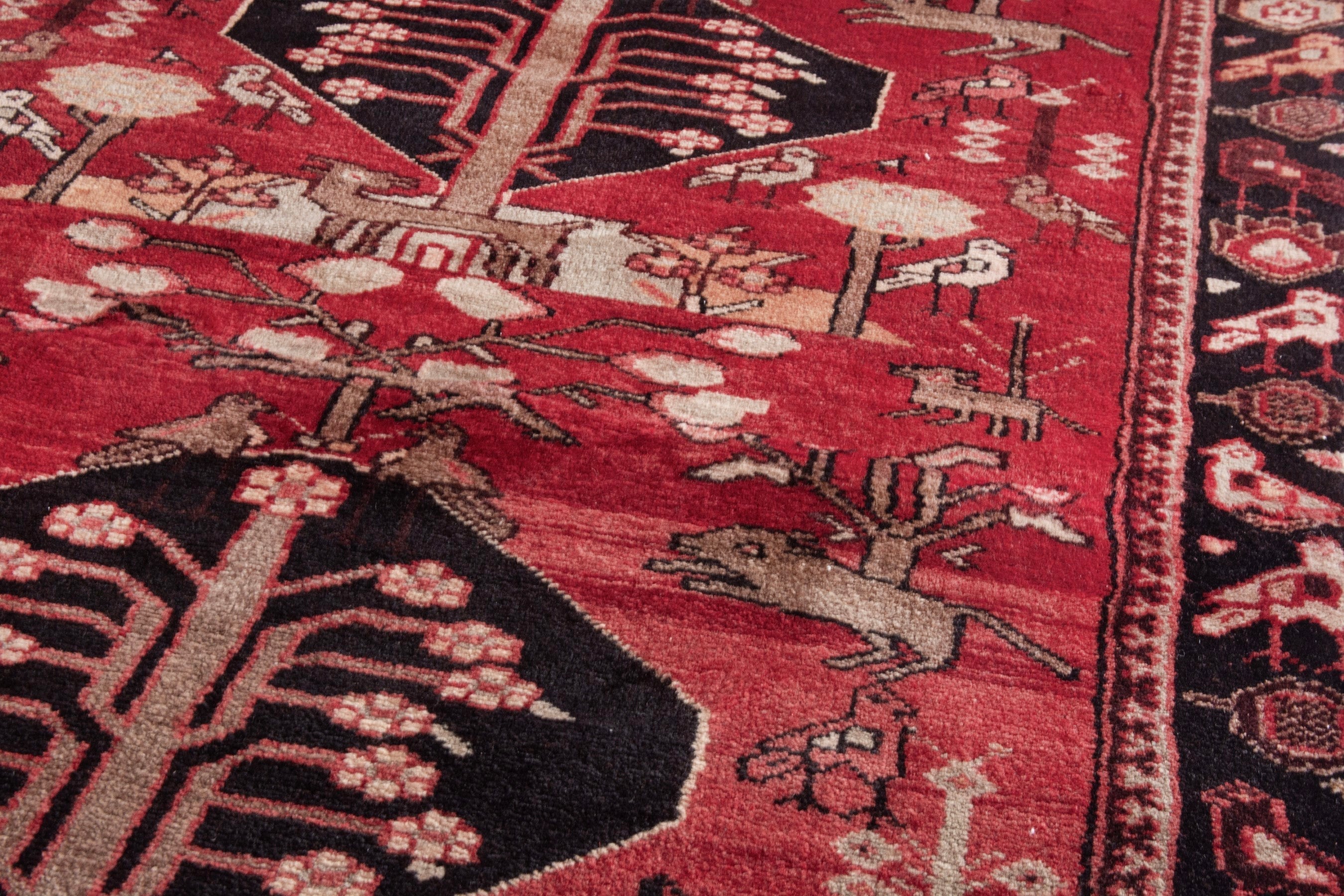 Persian Hamedan runner rug in deep red and navy, view 9 of 21