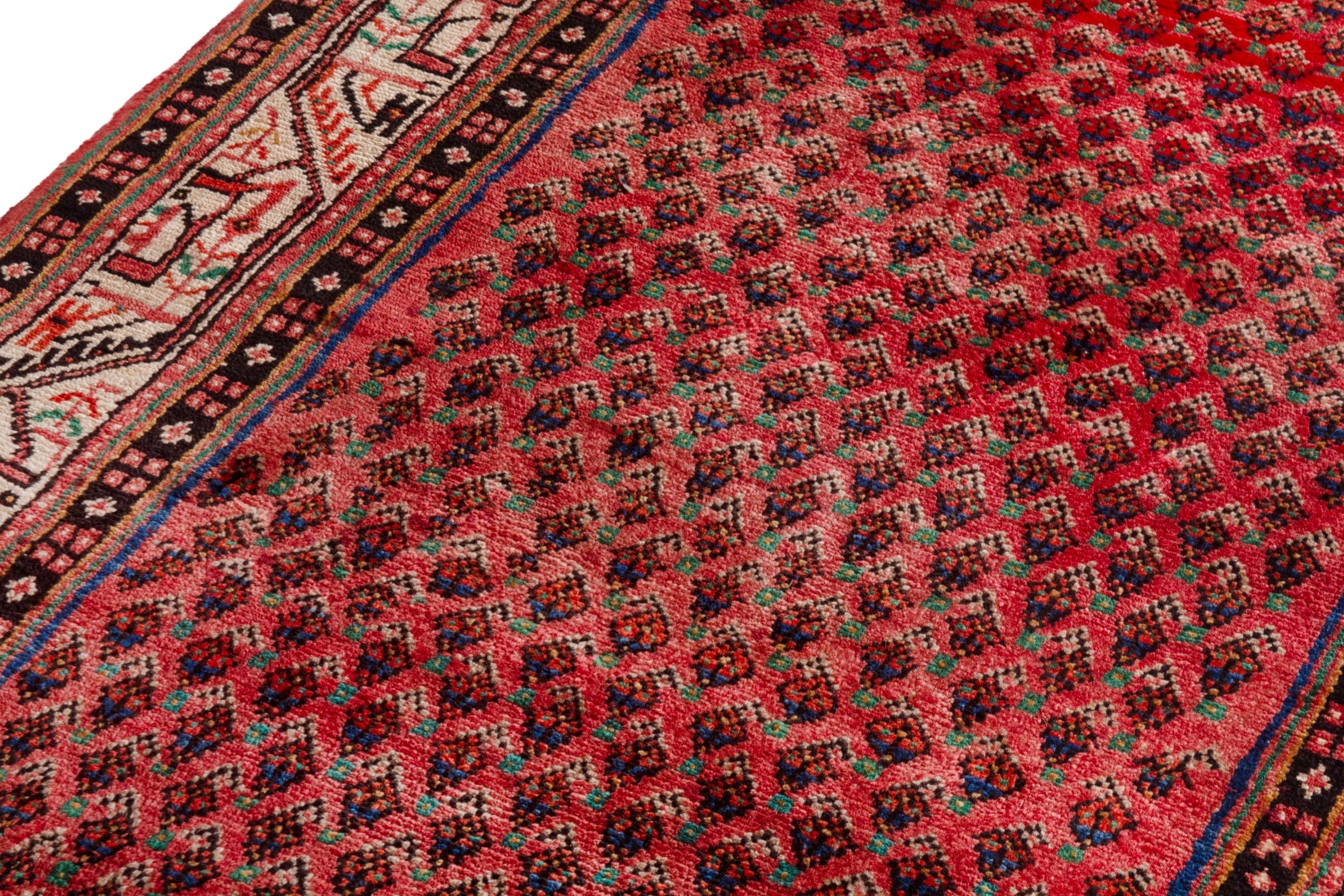 Persian Arak runner rug in deep red and cream, view 10 of 21