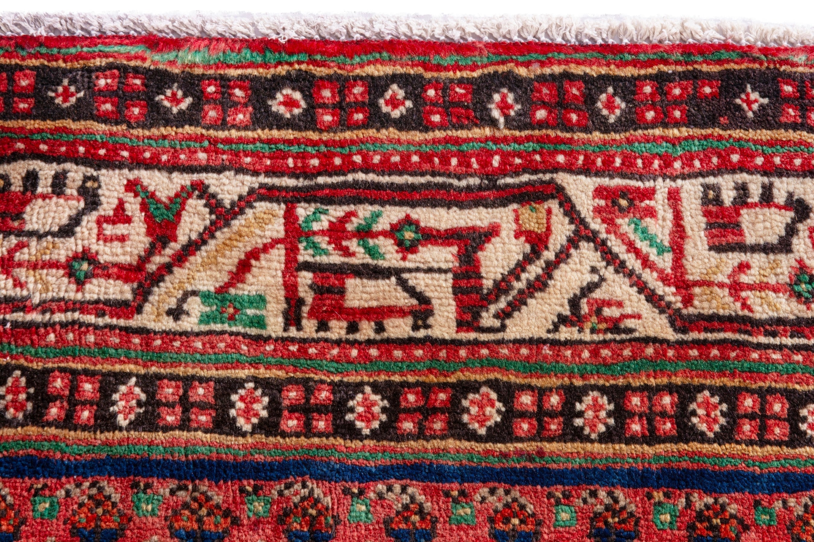 Persian Arak runner rug in deep red and cream, view 13 of 21