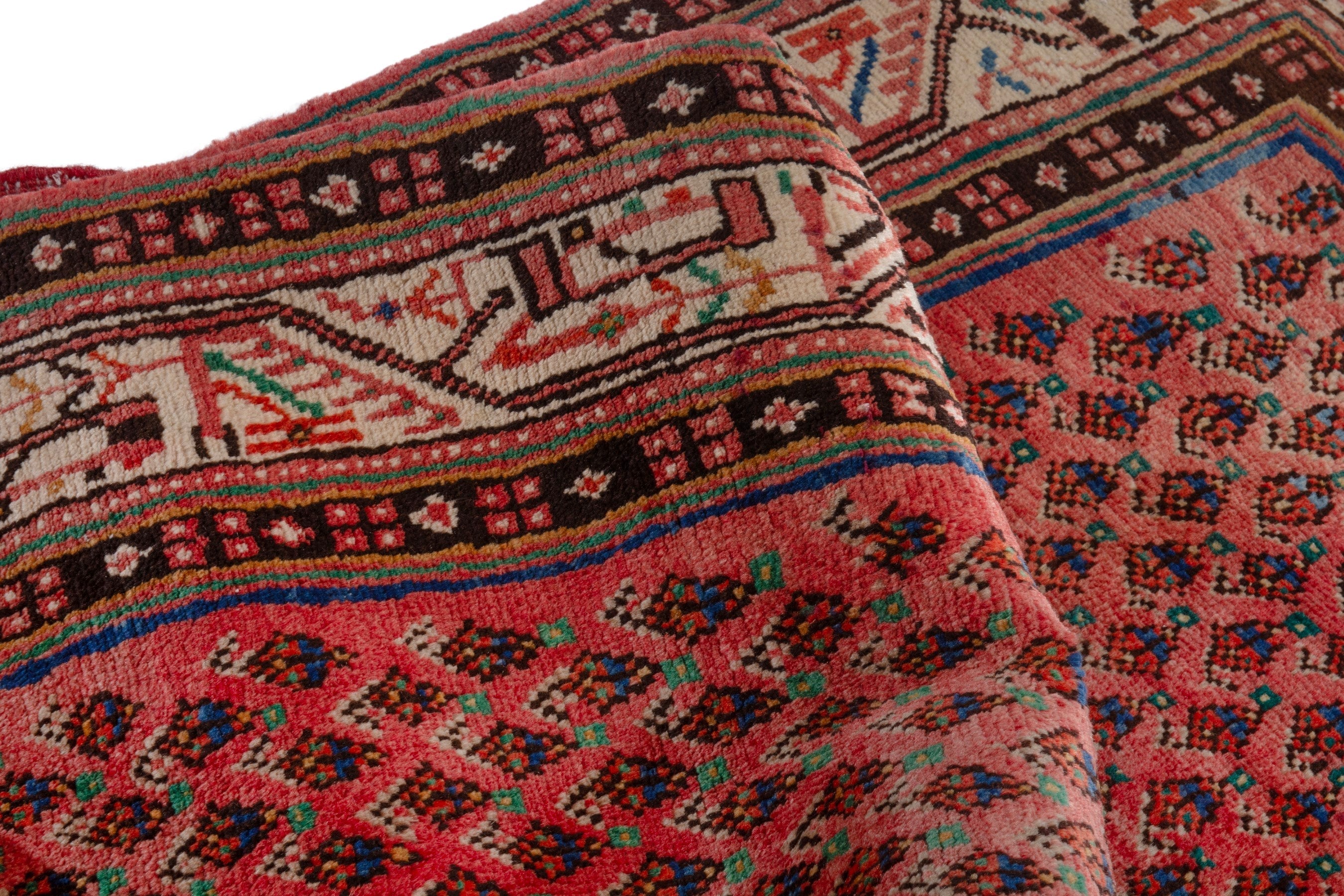 Persian Arak runner rug in deep red and cream, view 19 of 21