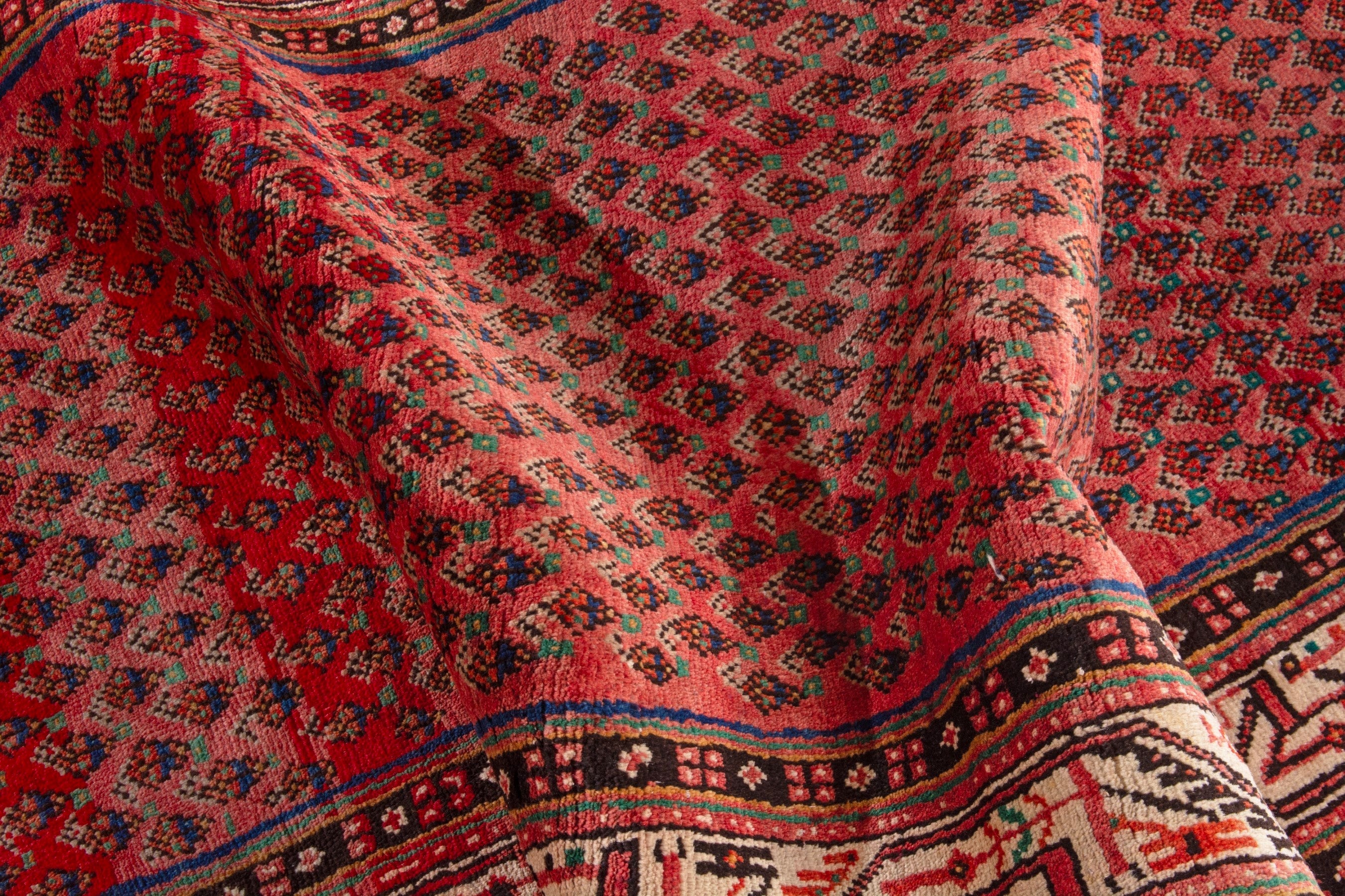 Persian Arak runner rug in deep red and cream, view 20 of 21