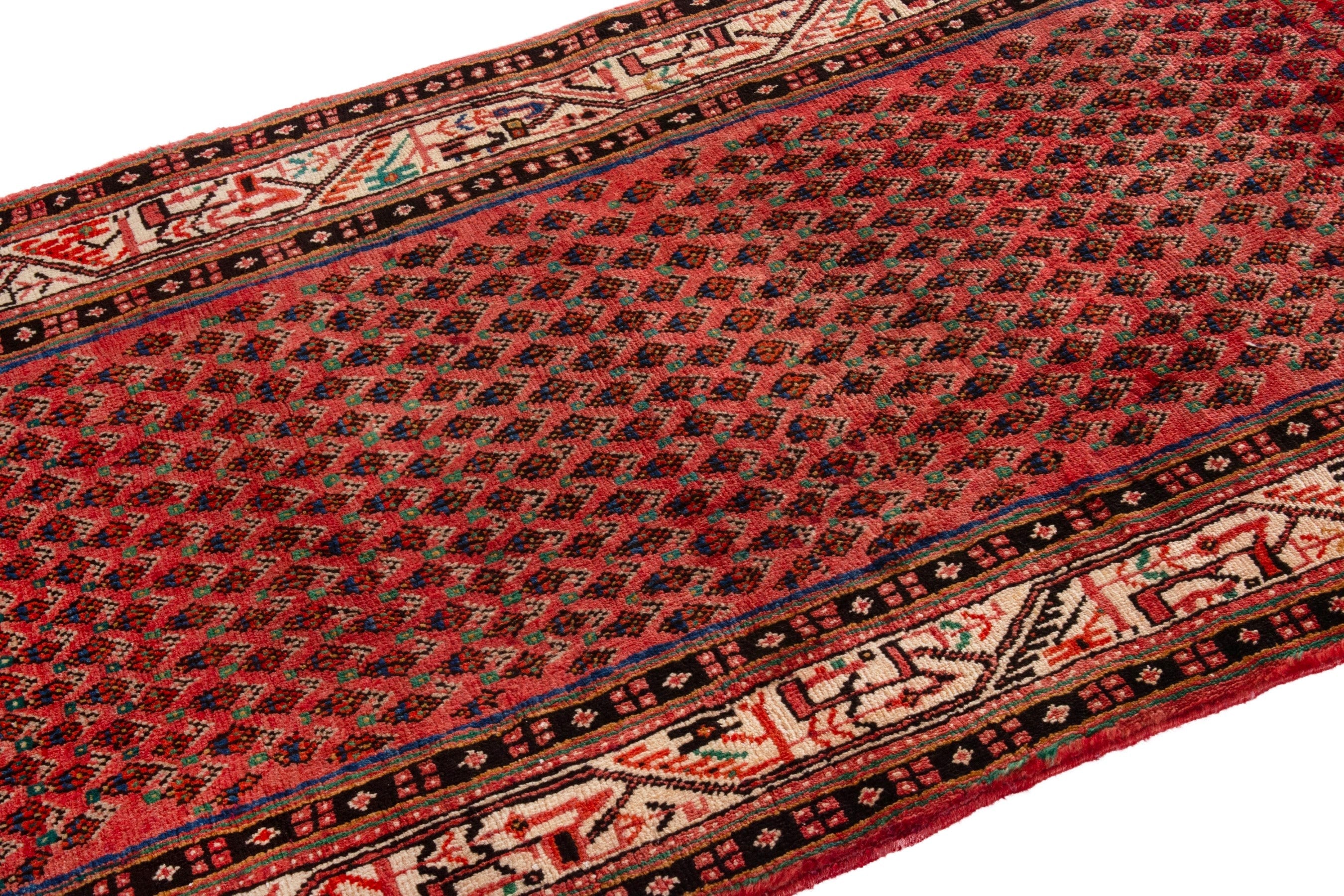 Persian Arak runner rug in deep red and cream, view 5 of 21