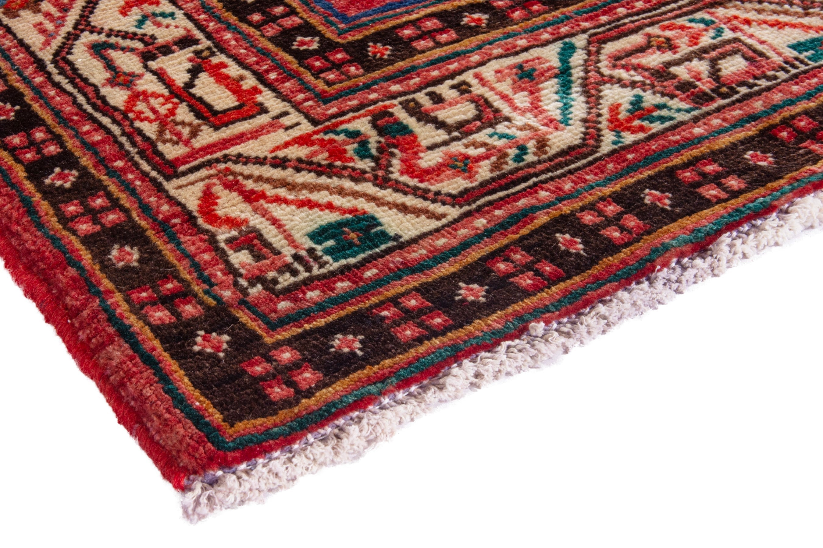Persian Arak runner rug in deep red and cream, view 4 of 21