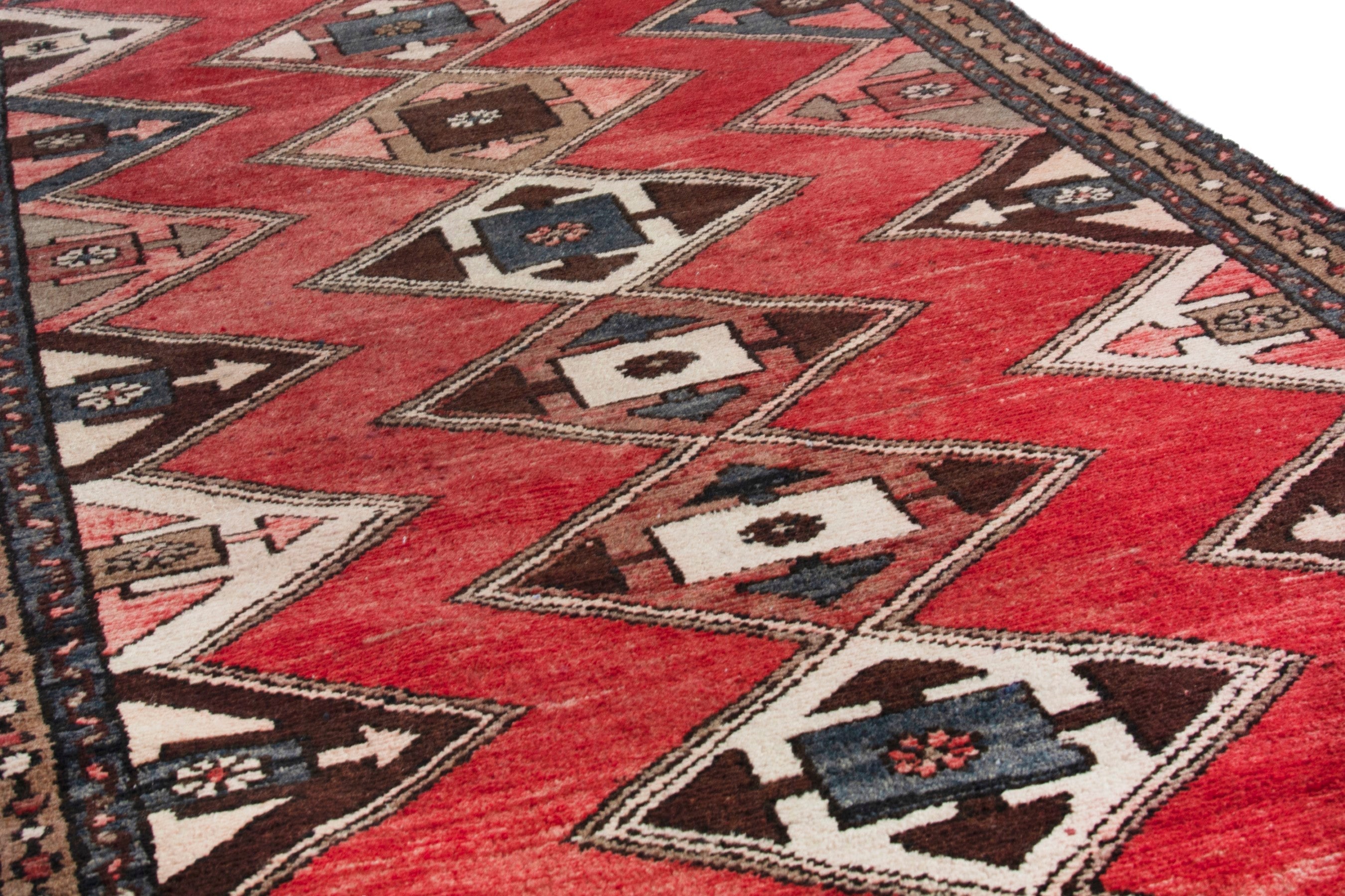Persian Hamedan runner rug in deep red and dark brown, view 10 of 19
