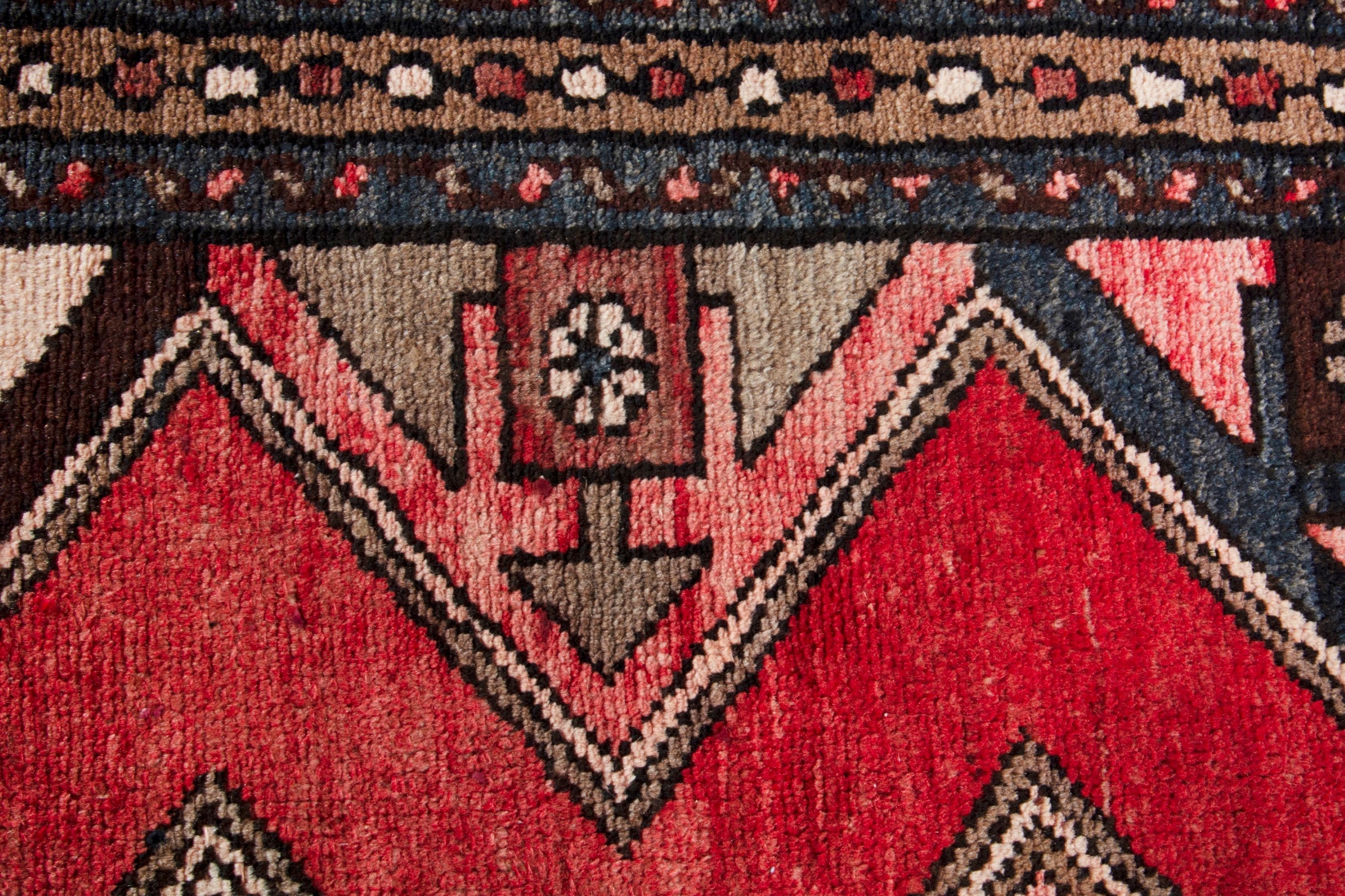 Persian Hamedan runner rug in deep red and dark brown, view 11 of 19