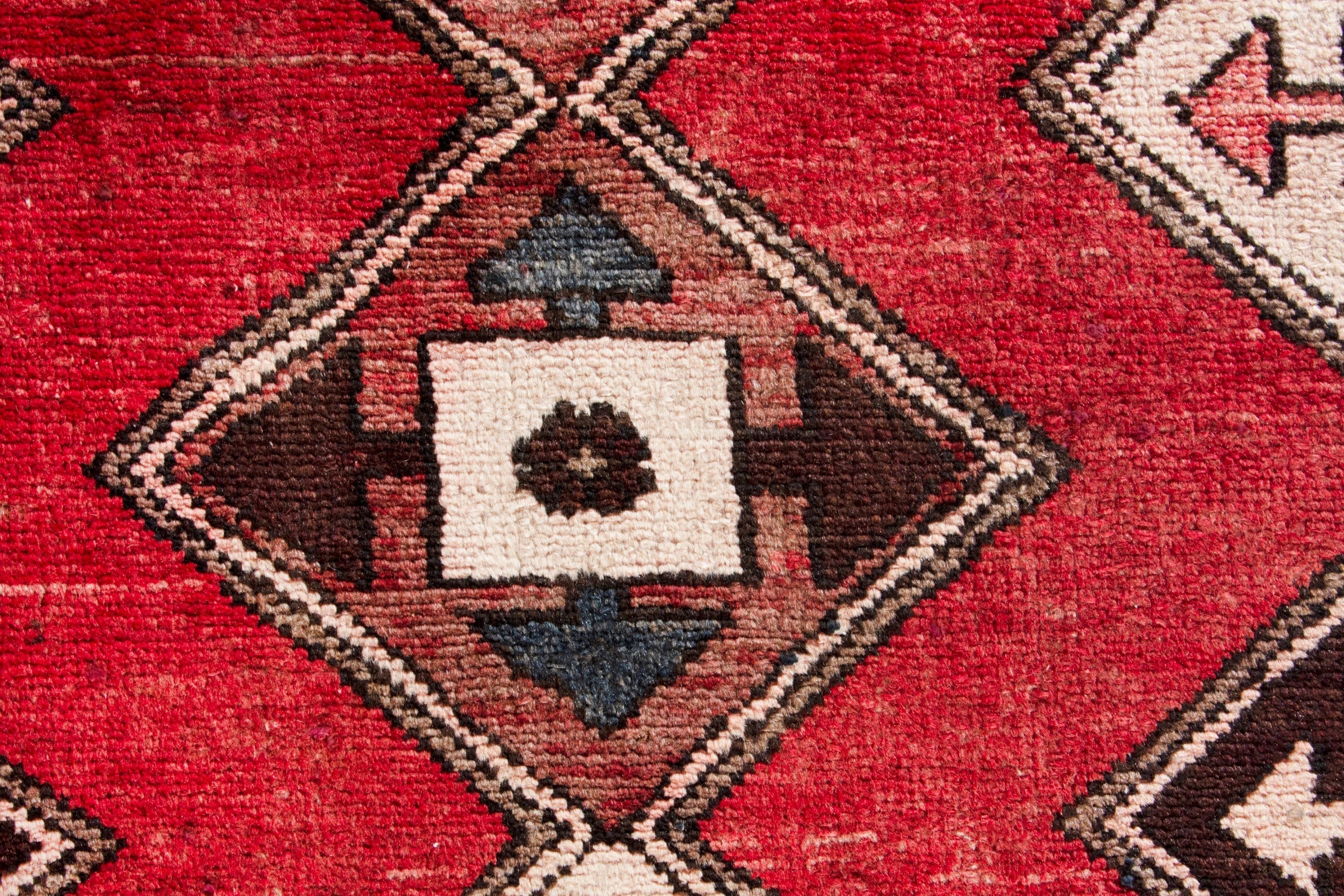 Persian Hamedan runner rug in deep red and dark brown, view 12 of 19