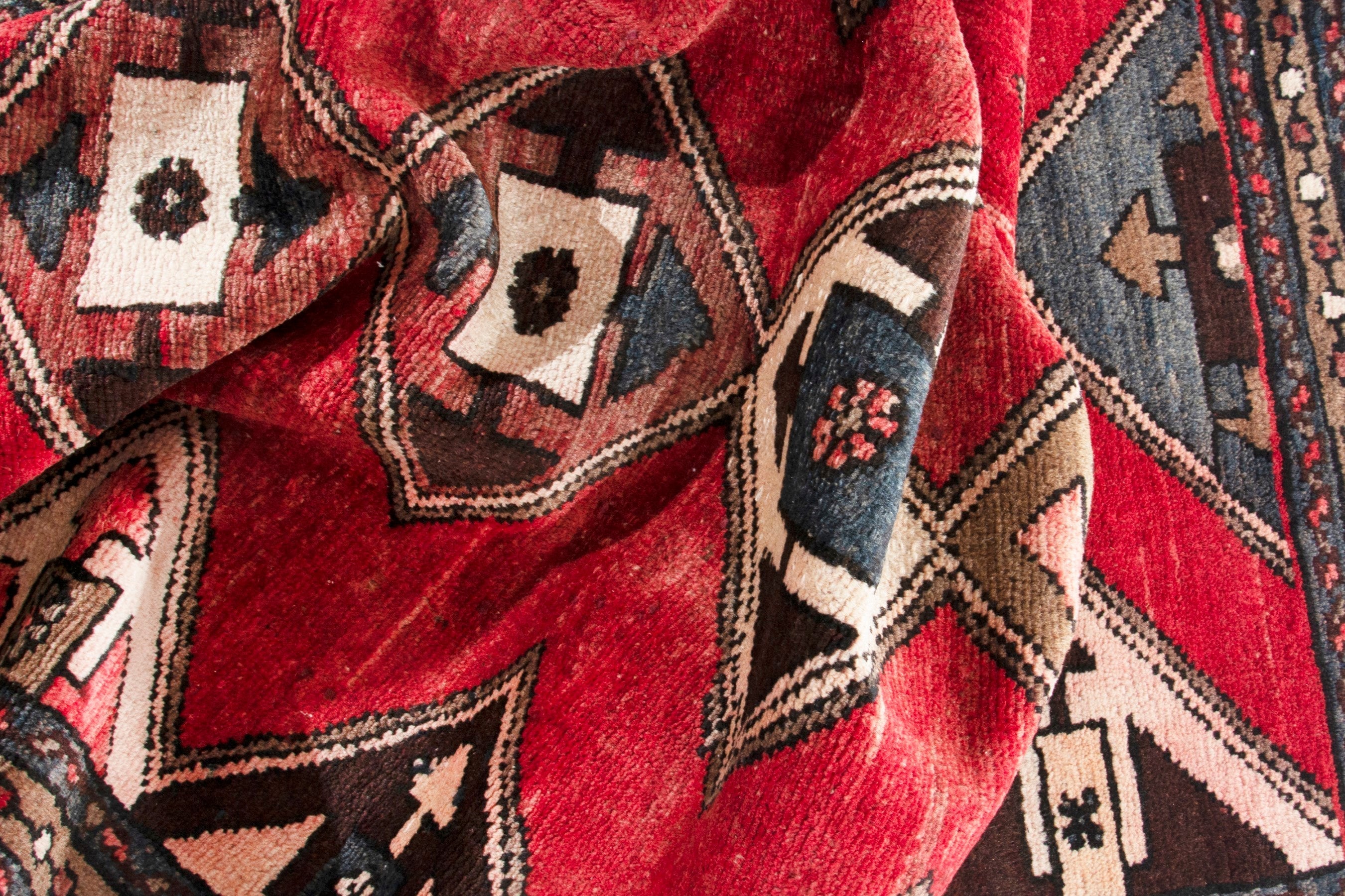 Persian Hamedan runner rug in deep red and dark brown, view 15 of 19