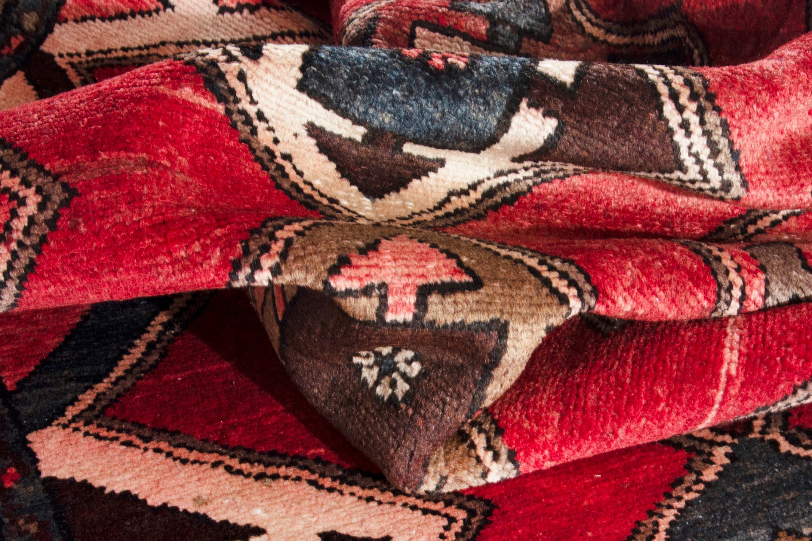 Persian Hamedan runner rug in deep red and dark brown, view 16 of 19