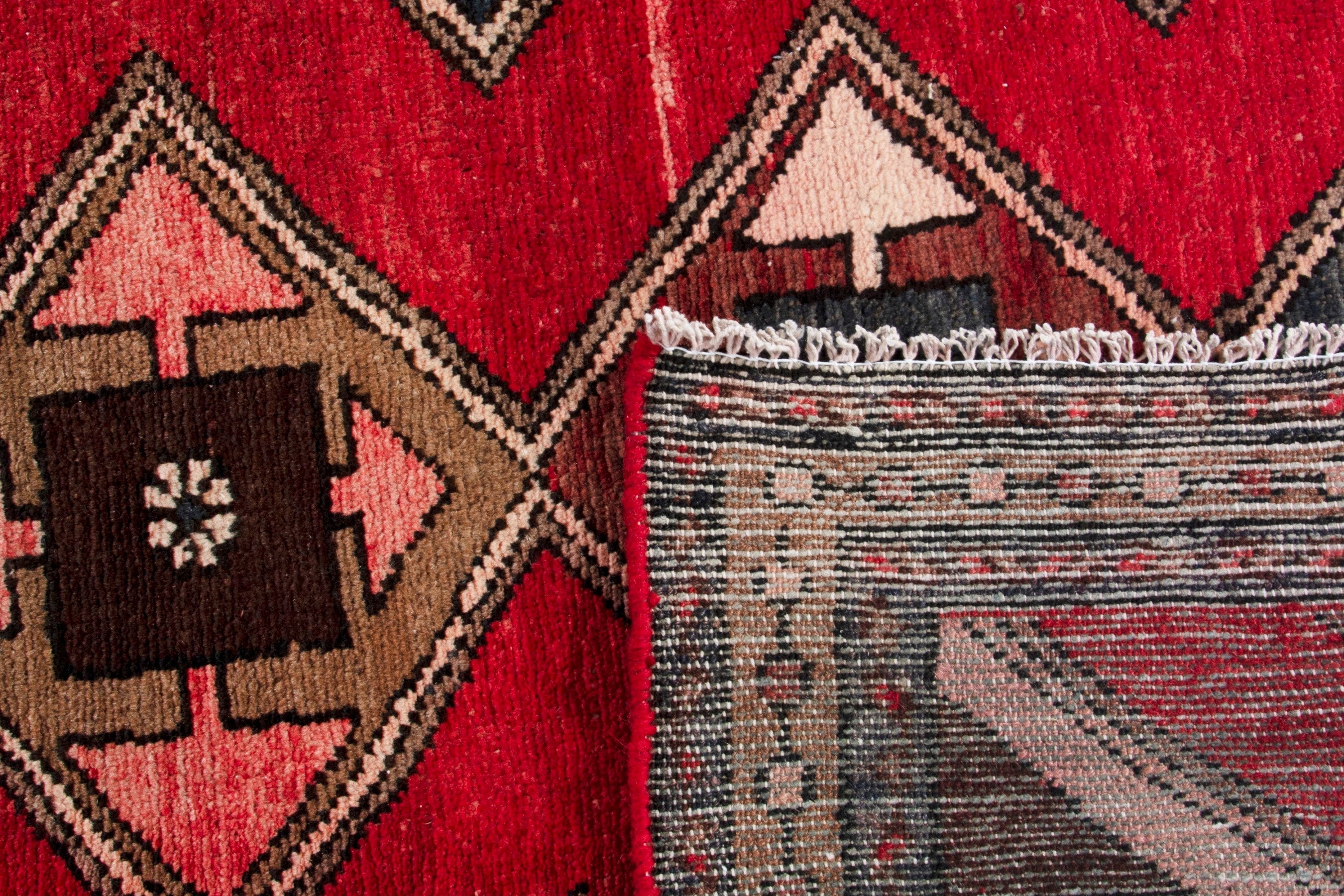 Persian Hamedan runner rug in deep red and dark brown, view 19 of 19