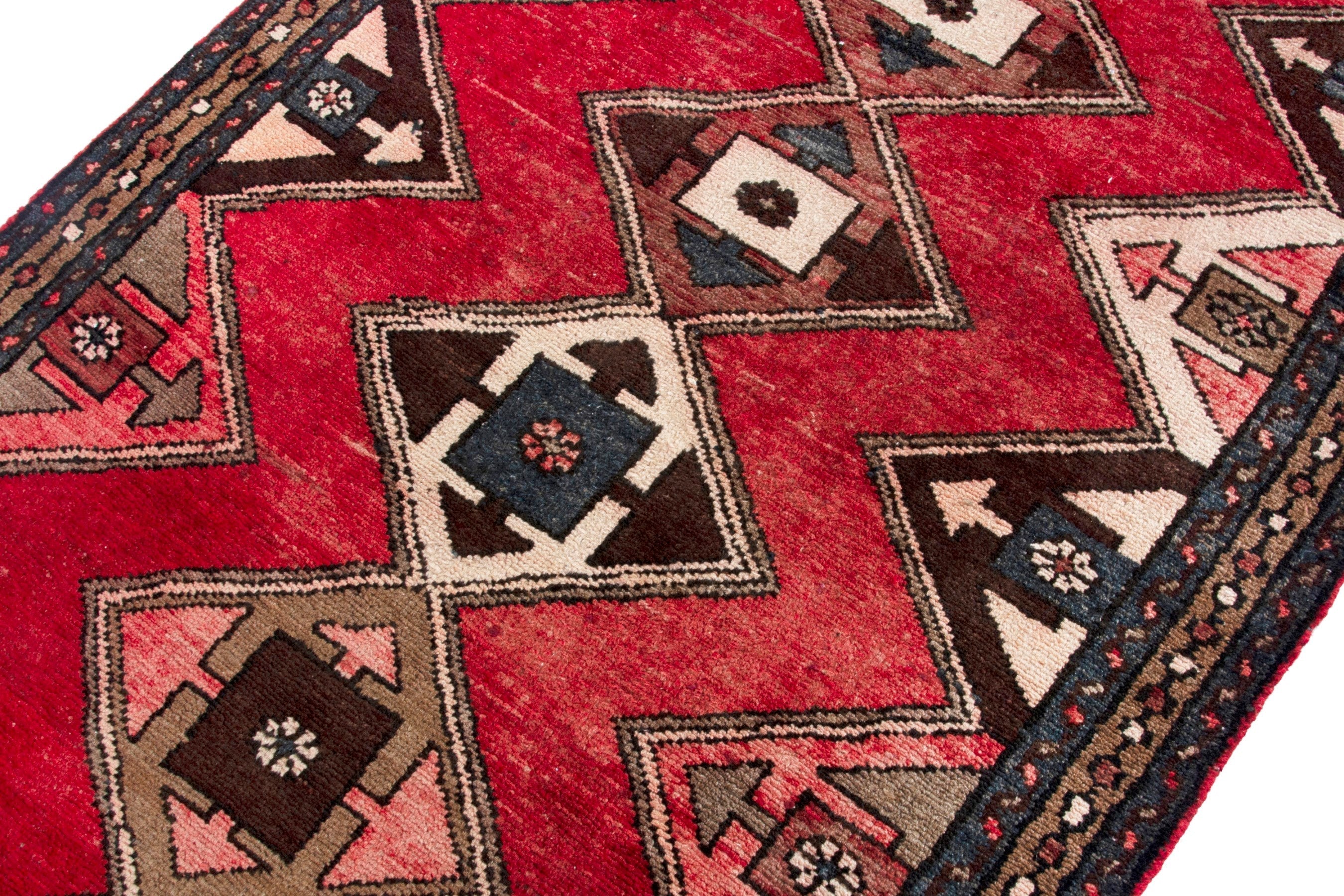 Persian Hamedan runner rug in deep red and dark brown, view 8 of 19