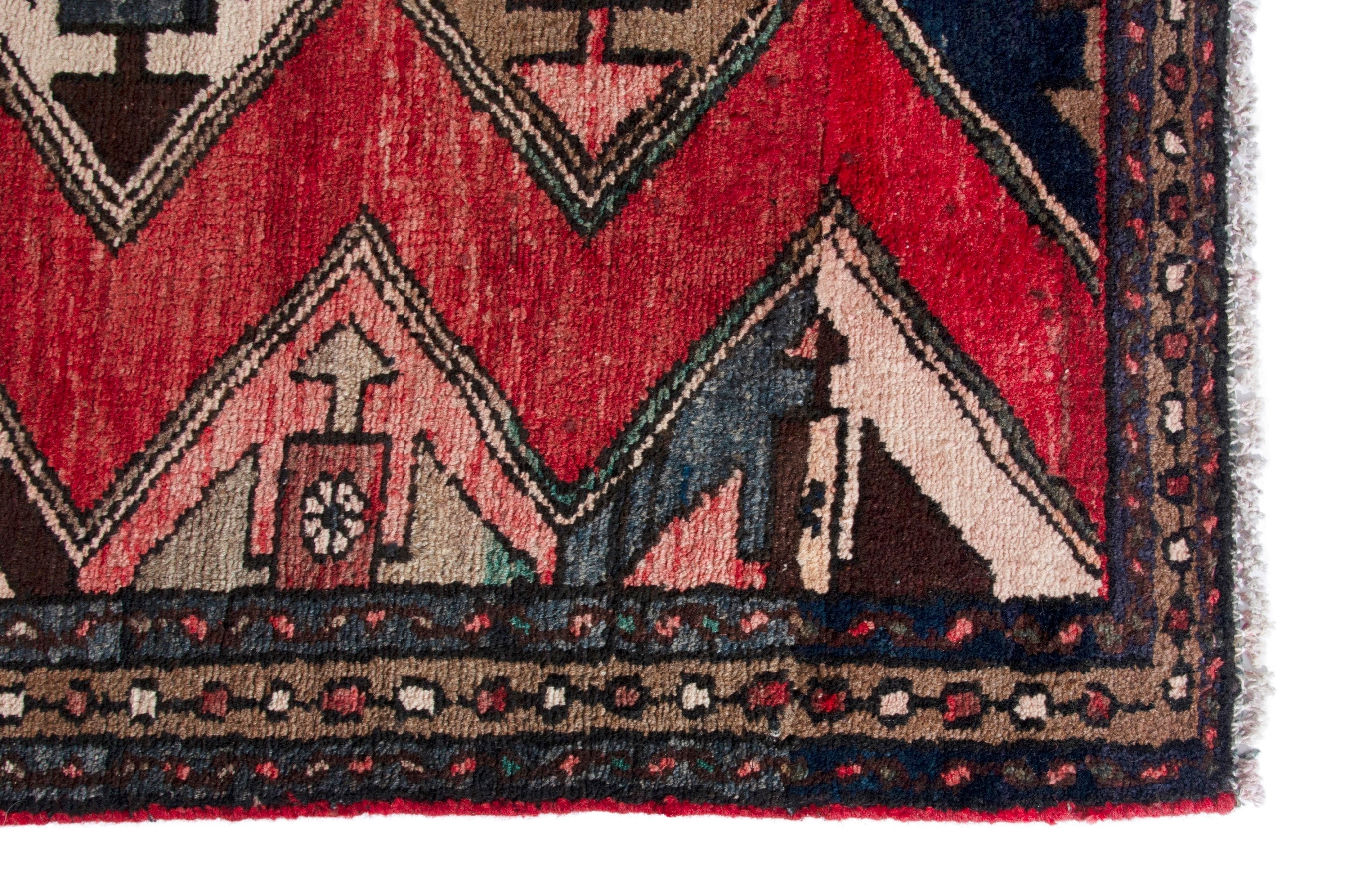 Persian Hamedan runner rug in deep red and dark brown, view 6 of 19