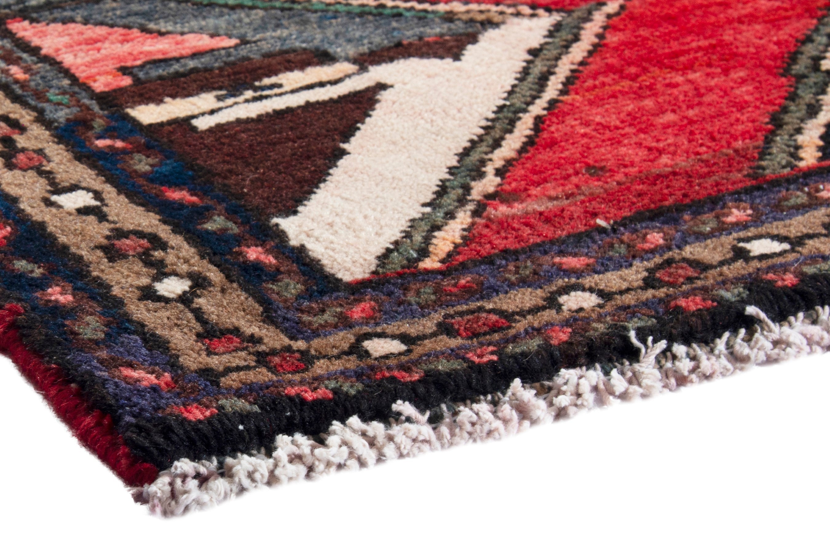 Persian Hamedan runner rug in deep red and dark brown, view 4 of 19