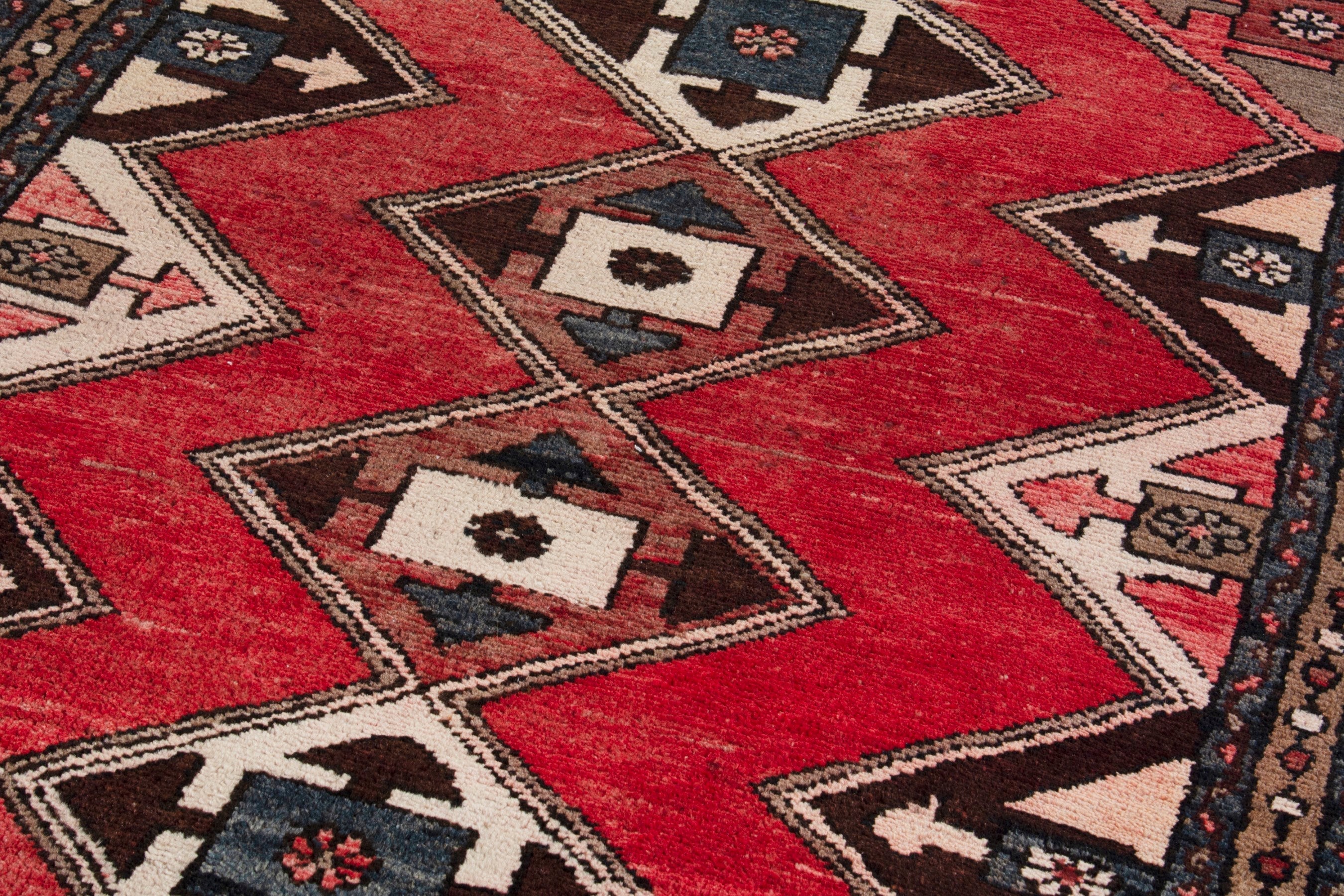 Persian Hamedan runner rug in deep red and dark brown, view 9 of 19