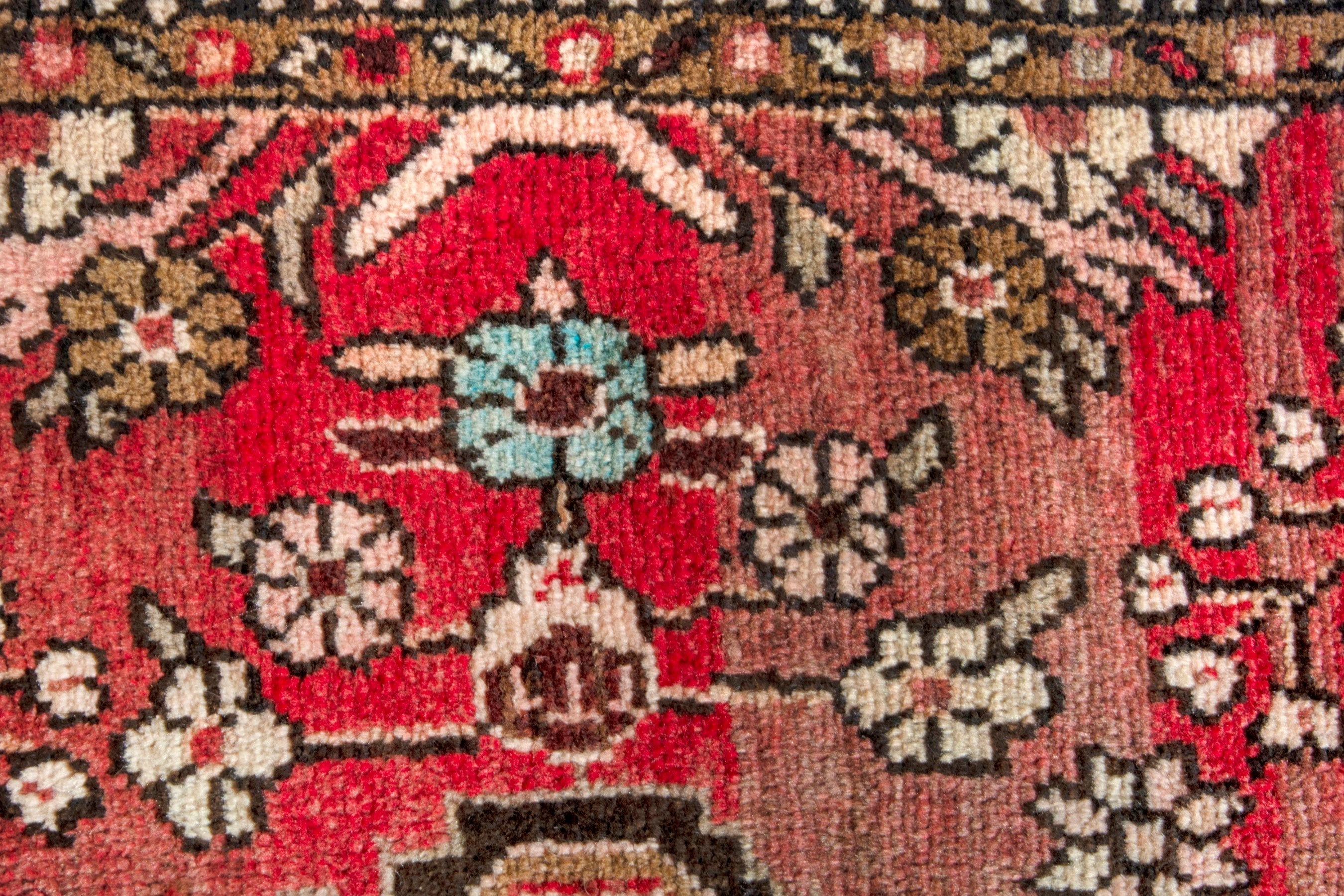 Persian Hamedan runner rug in deep red and cream, view 11 of 19