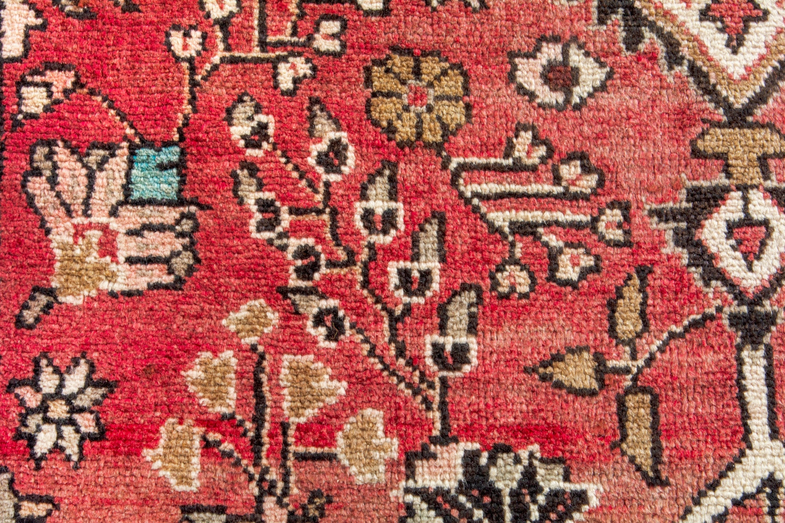 Persian Hamedan runner rug in deep red and cream, view 12 of 19