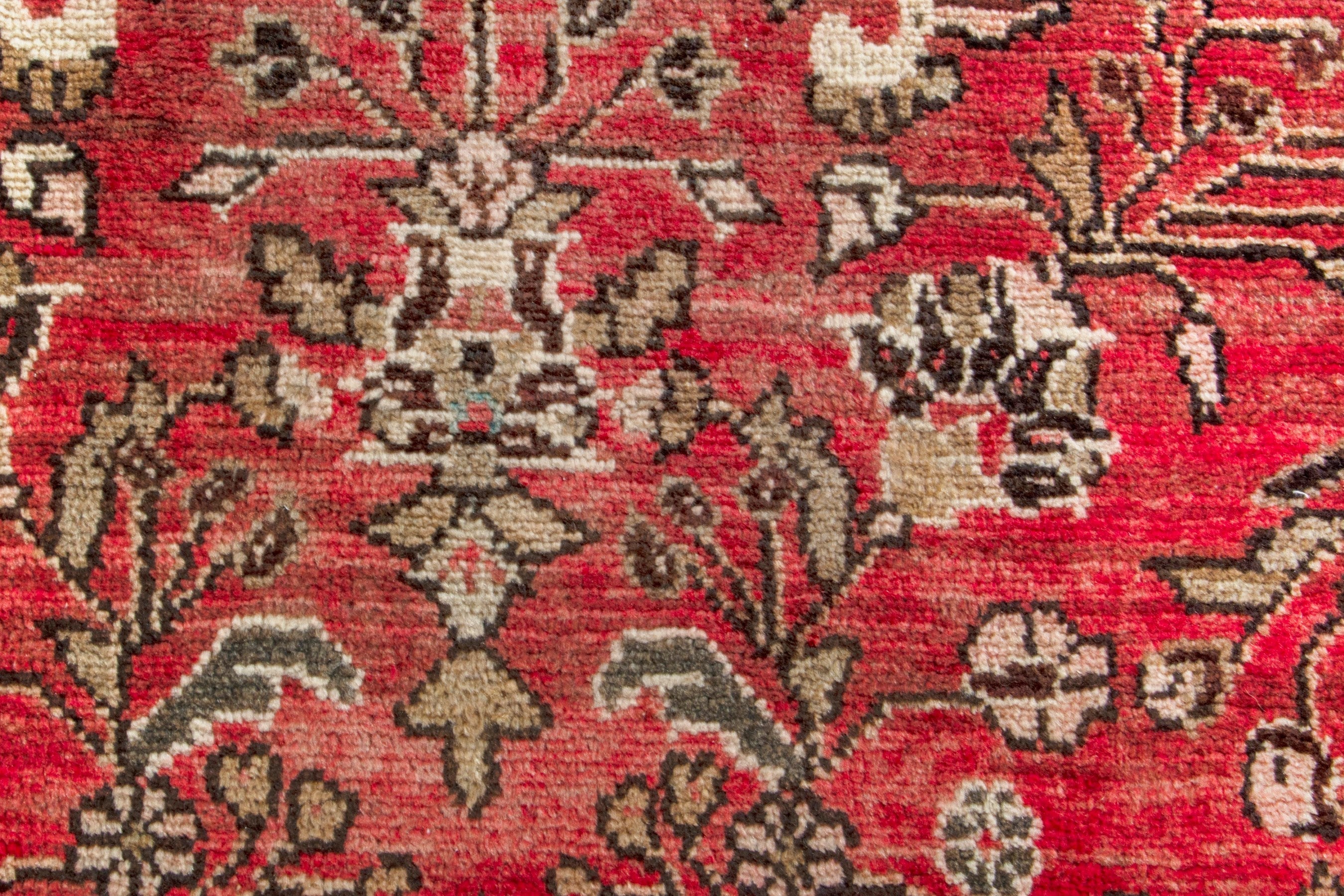 Persian Hamedan runner rug in deep red and cream, view 13 of 19