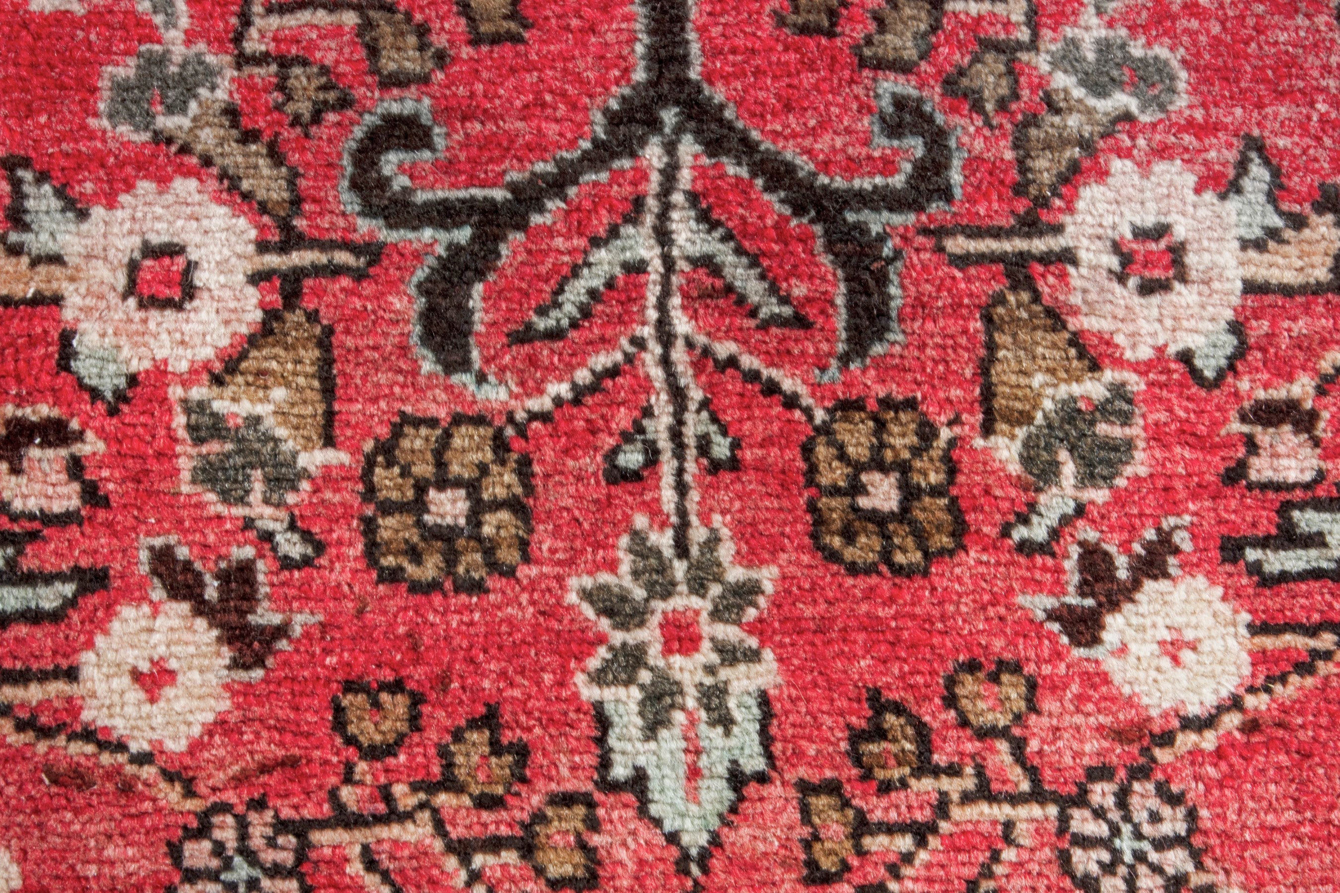 Persian Hamedan runner rug in deep red and cream, view 14 of 19