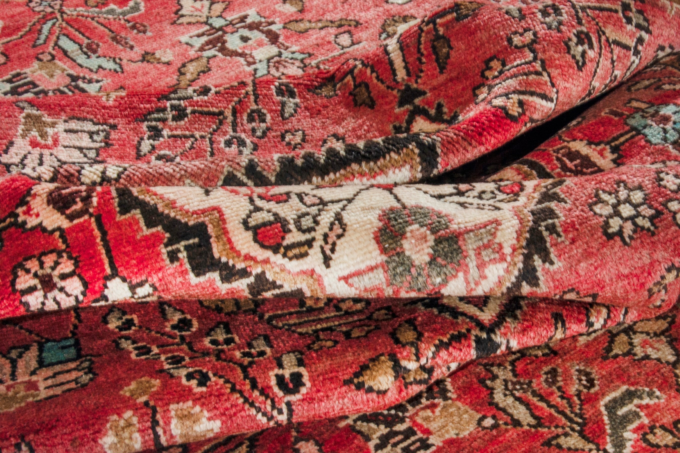 Persian Hamedan runner rug in deep red and cream, view 18 of 19