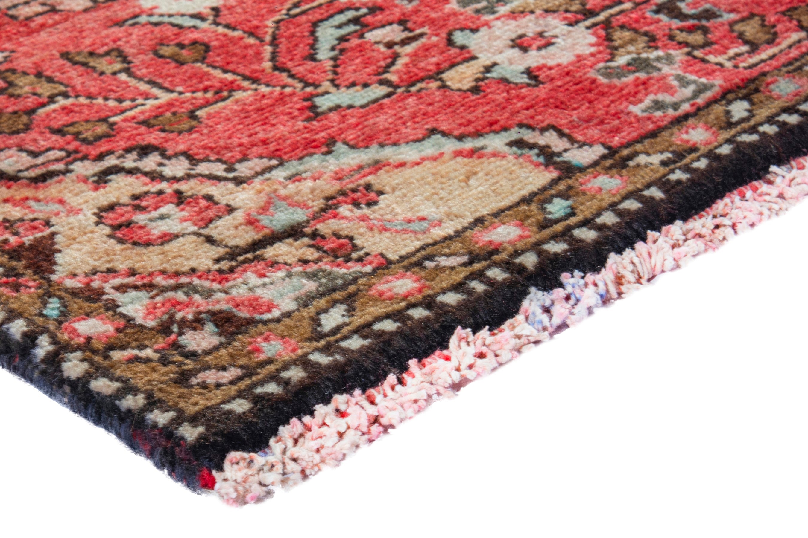 Persian Hamedan runner rug in deep red and cream, view 4 of 19