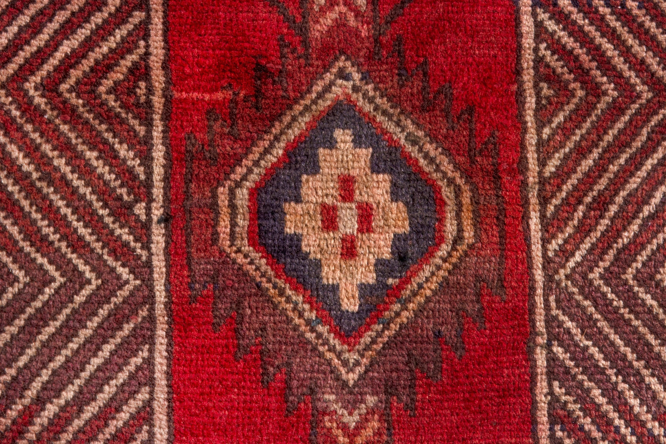 Persian Ardabil runner rug in deep red and antique gold, view 12 of 25