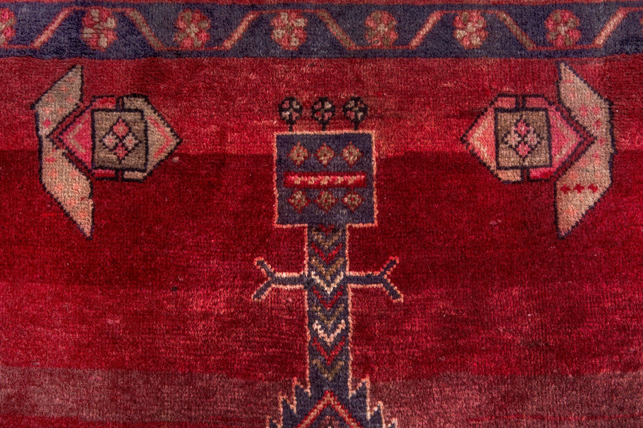 Persian Ardabil runner rug in deep red and antique gold, view 13 of 25
