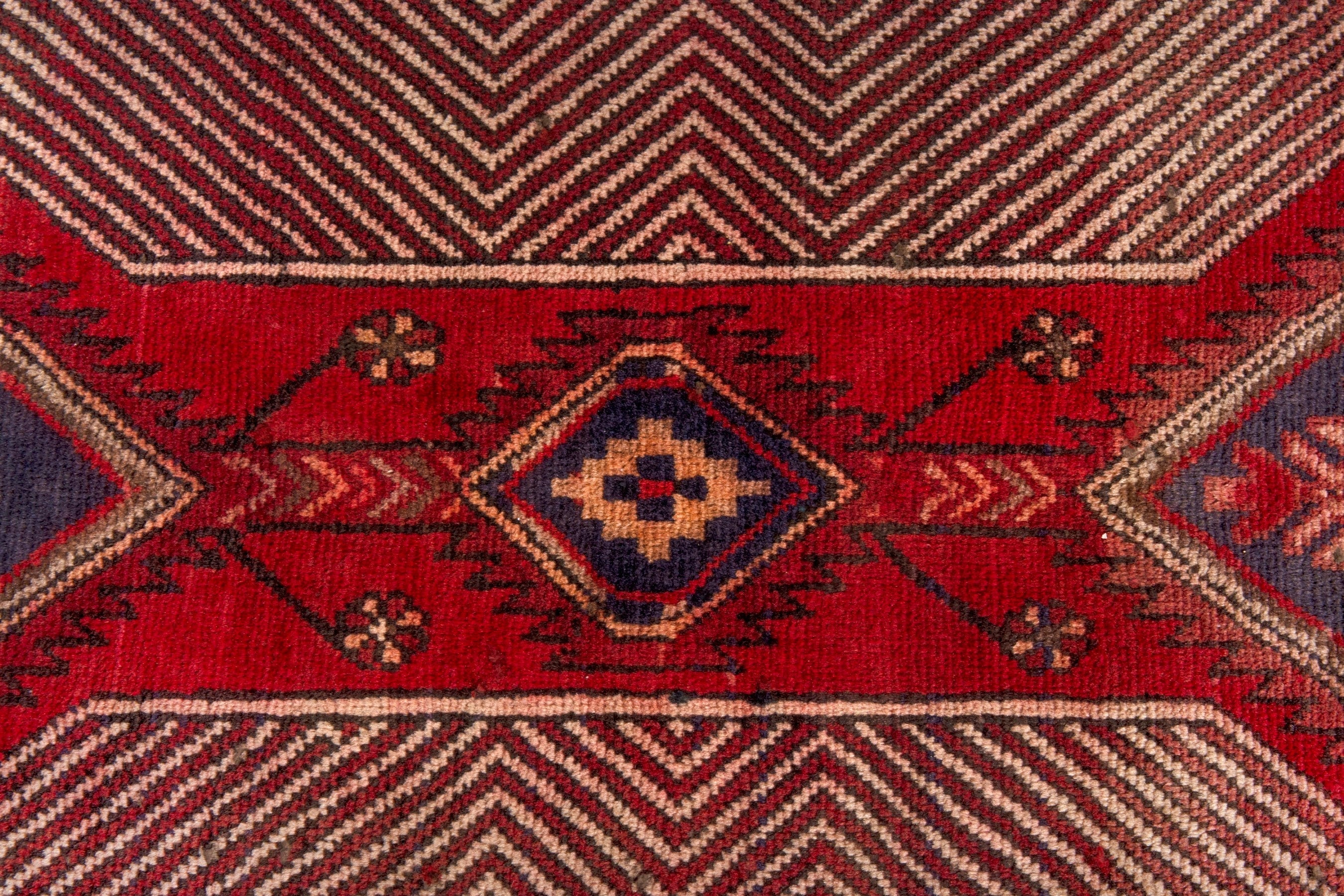 Persian Ardabil runner rug in deep red and antique gold, view 14 of 25