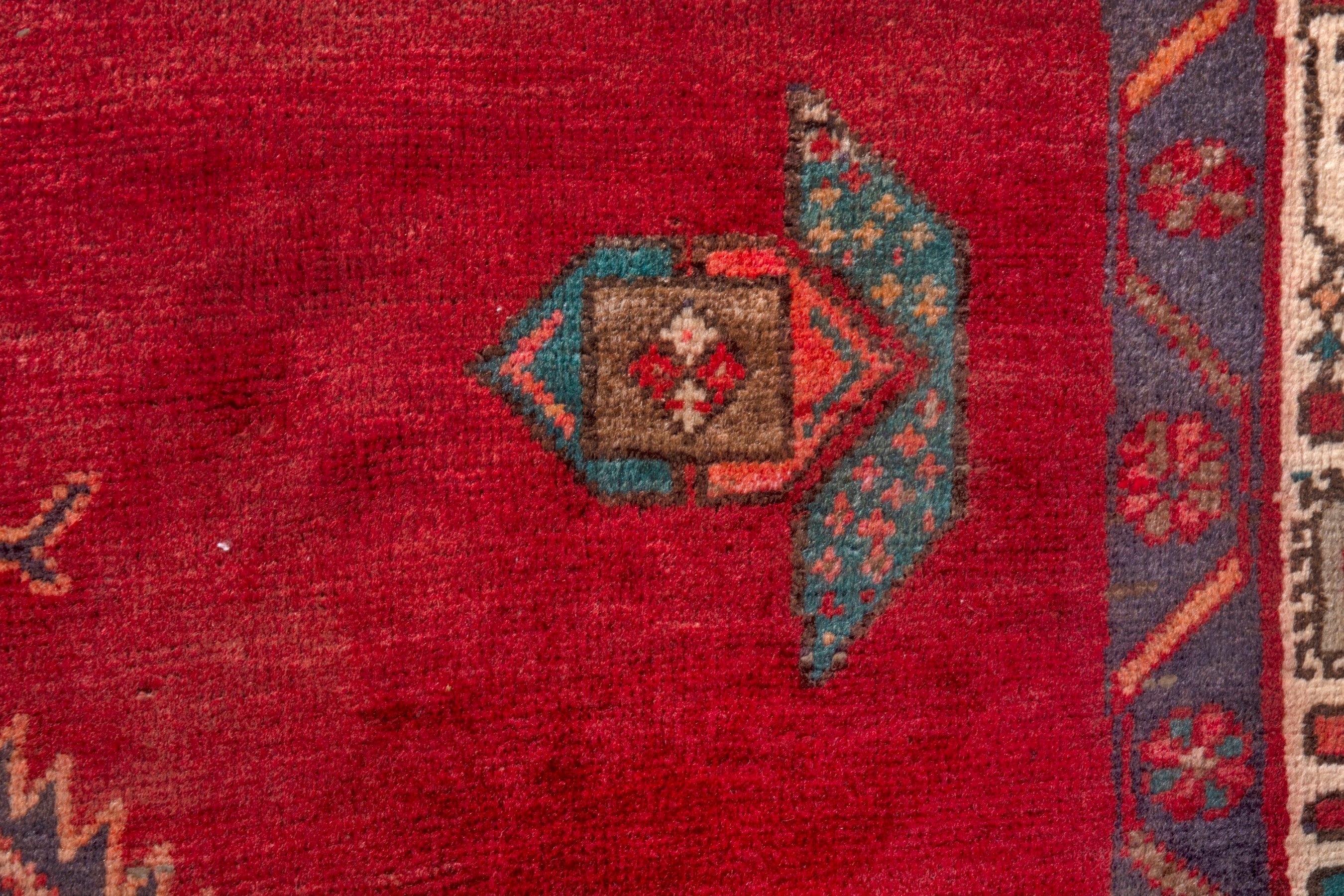 Persian Ardabil runner rug in deep red and antique gold, view 15 of 25