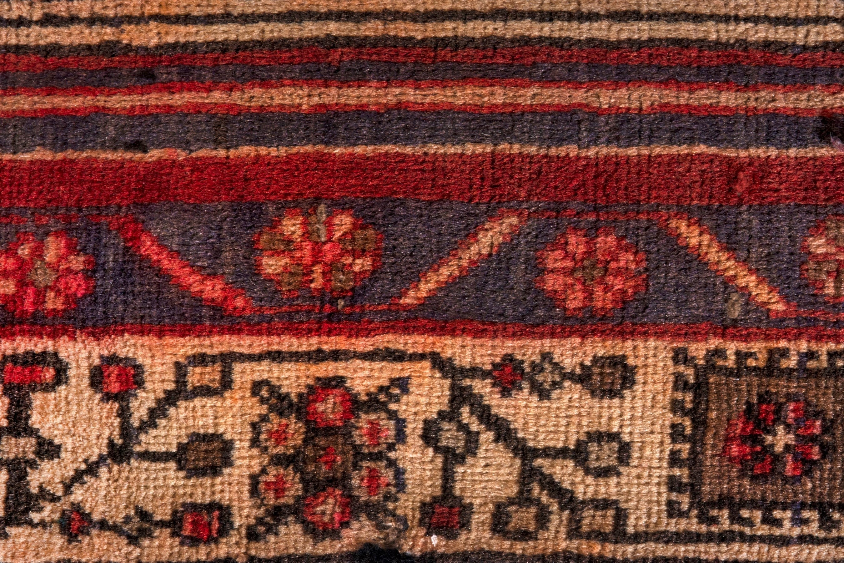 Persian Ardabil runner rug in deep red and antique gold, view 18 of 25