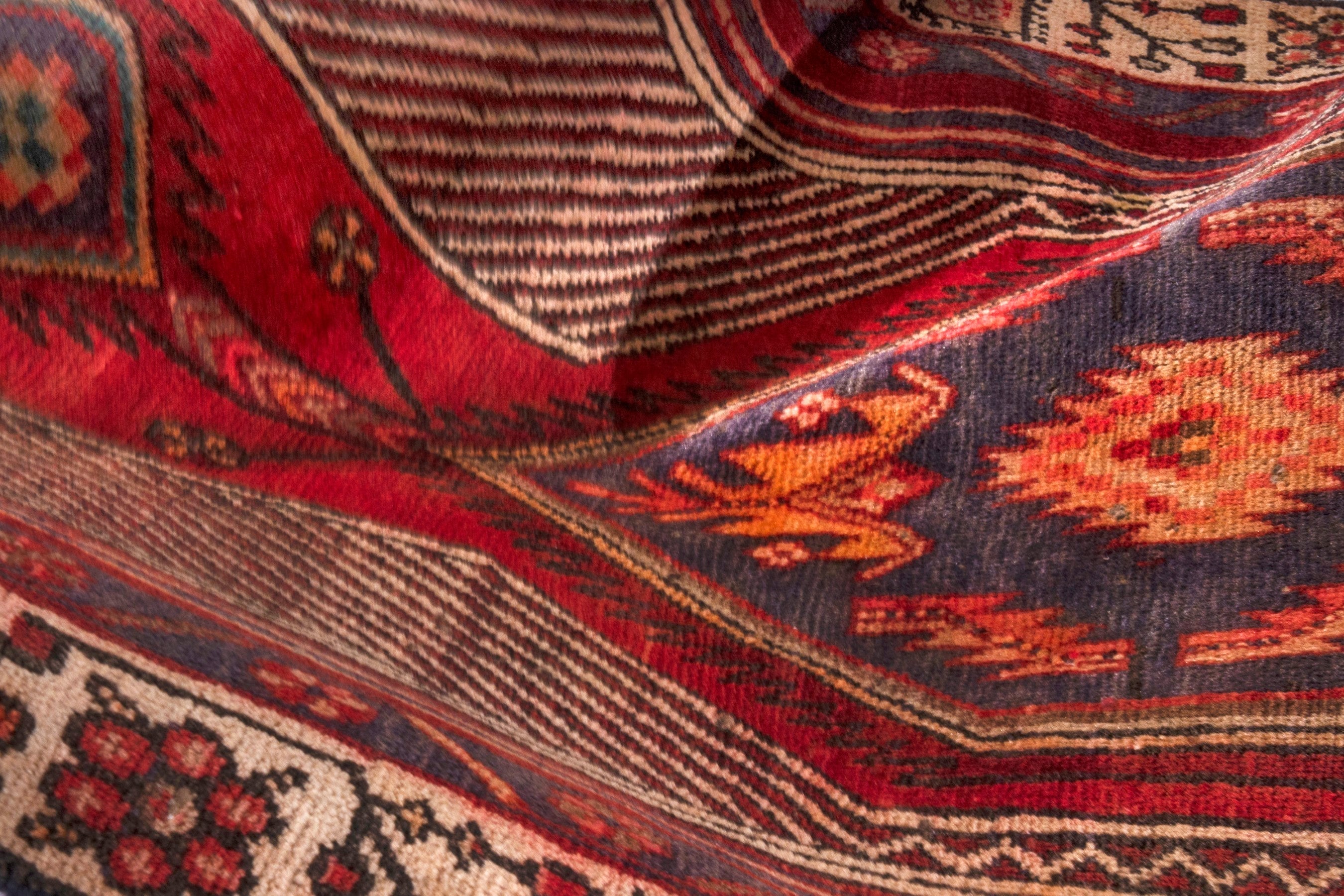 Persian Ardabil runner rug in deep red and antique gold, view 24 of 25