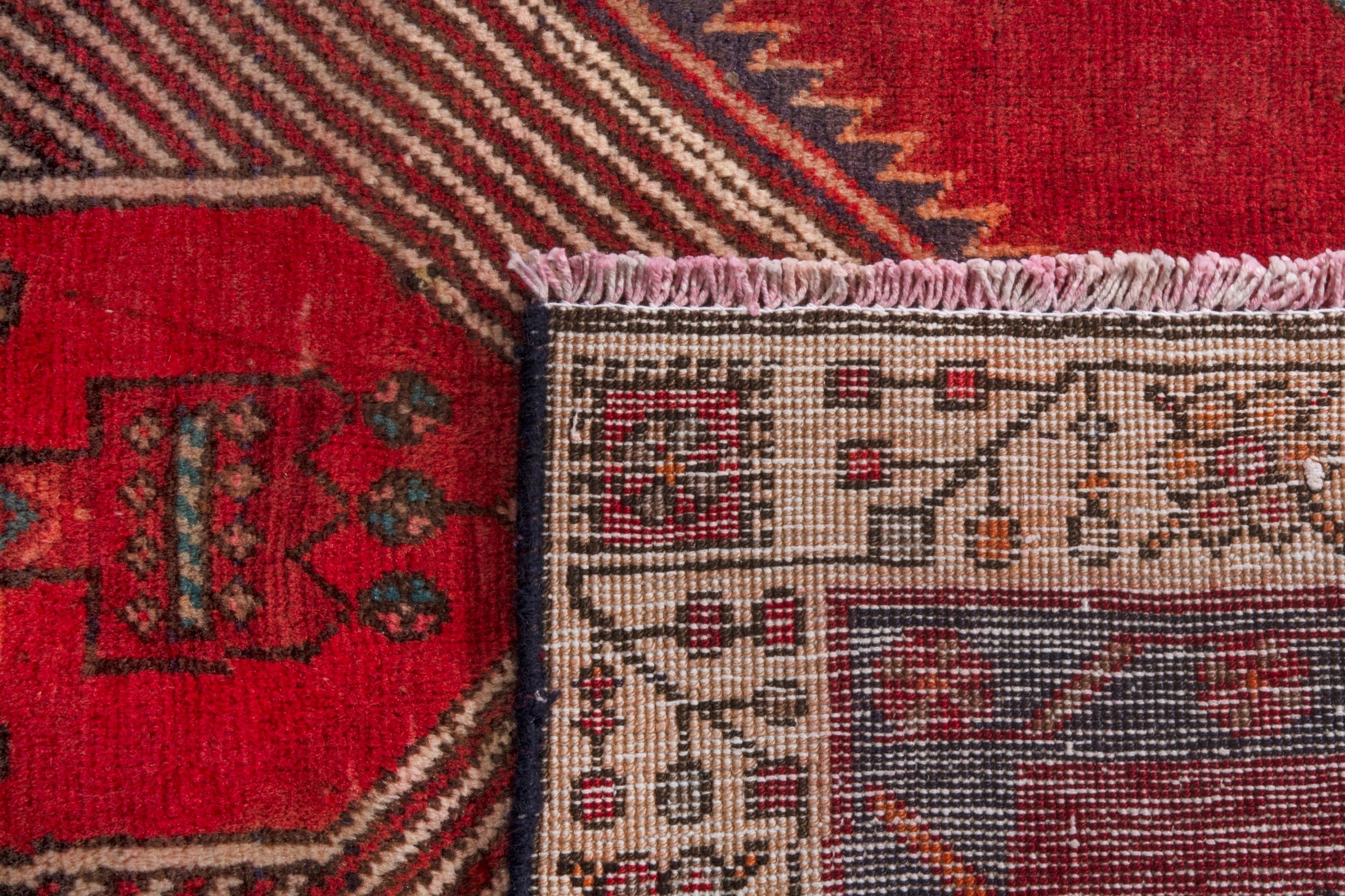 Persian Ardabil runner rug in deep red and antique gold, view 25 of 25