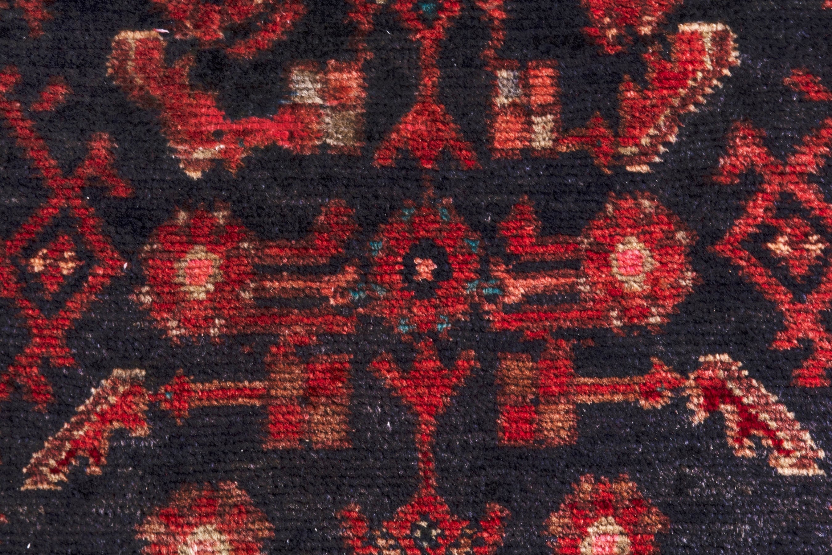 Persian Hamedan runner rug in navy and deep red, view 13 of 26