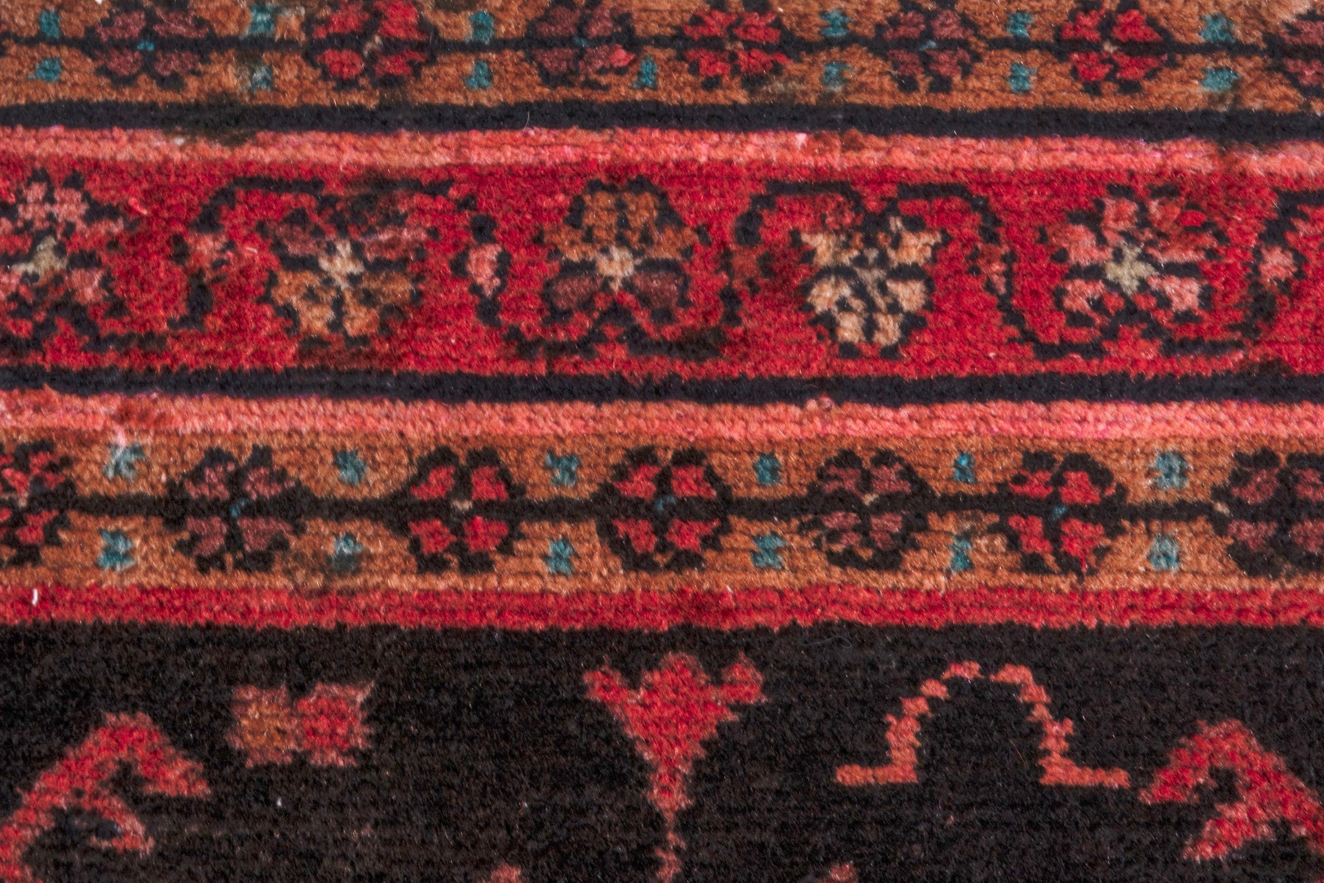Persian Hamedan runner rug in navy and deep red, view 19 of 26