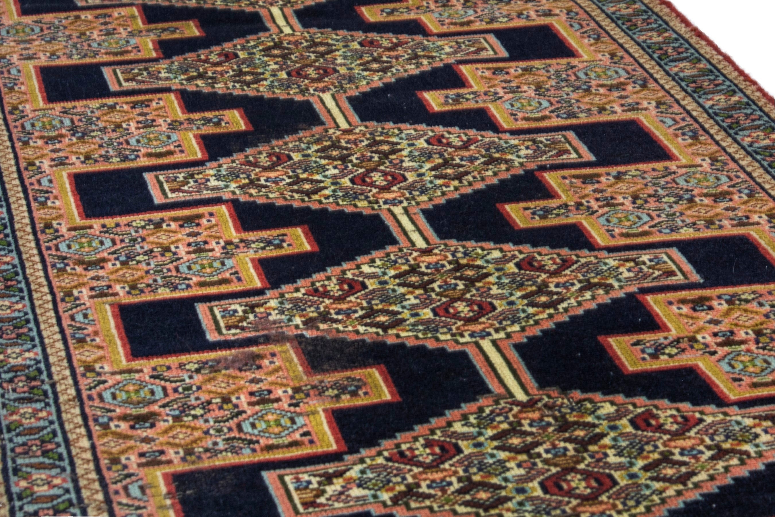 Persian Sanandaj runner rug in black and terracotta, view 10 of 20