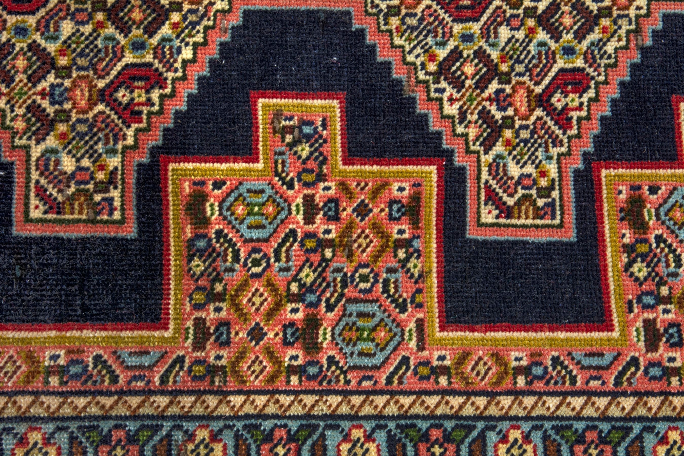 Persian Sanandaj runner rug in black and terracotta, view 11 of 20